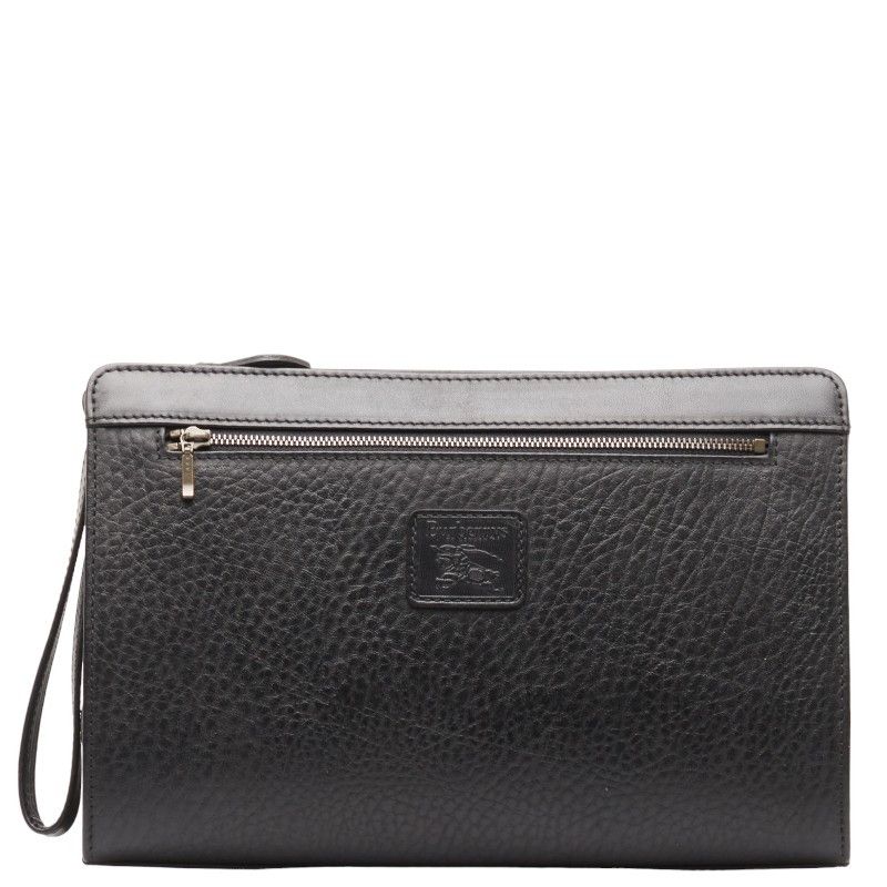 image of Burberry Leather Clutch Bag in Black, Women's
