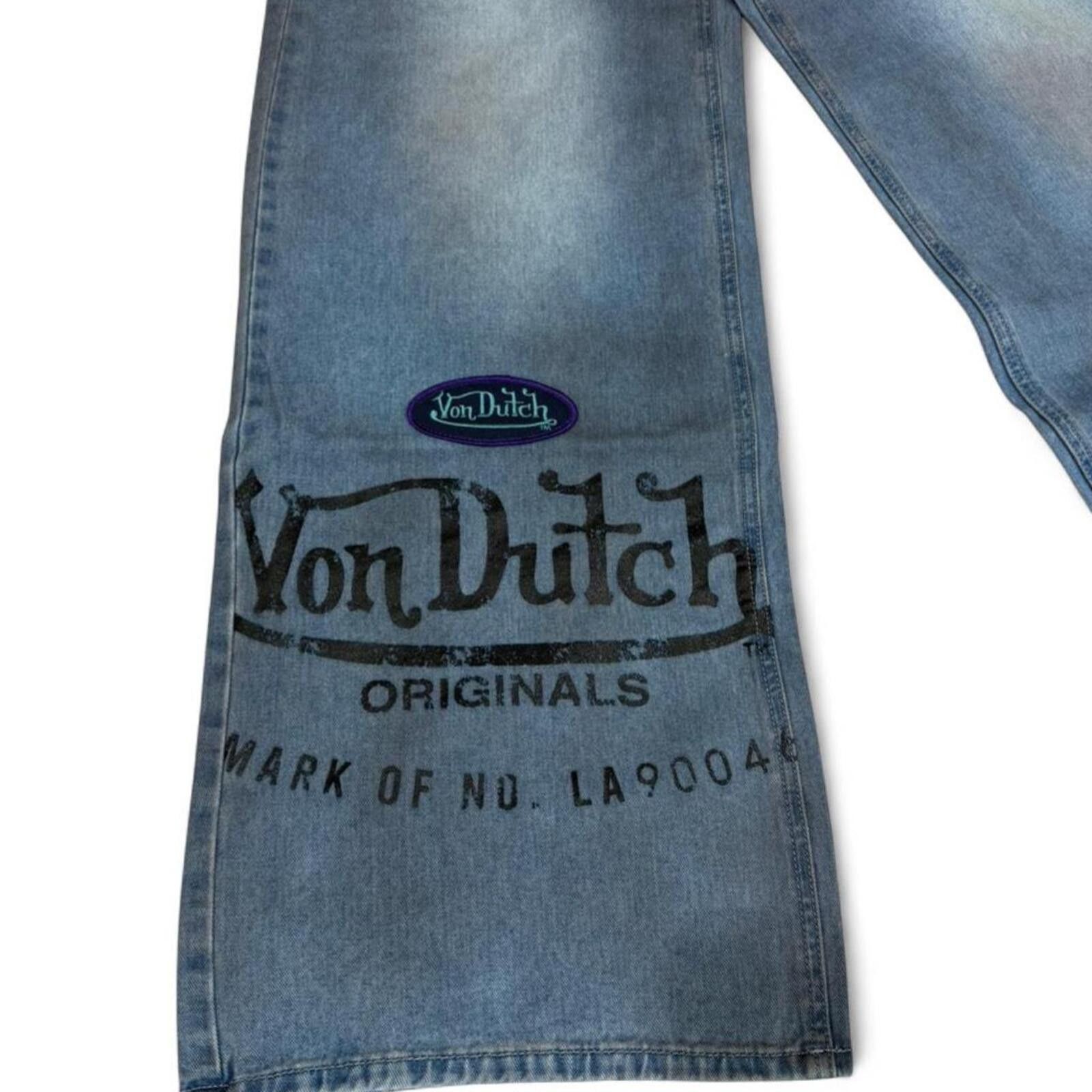 True Religion Von Dutch wide leg straight fit patchwork unique shade jeans Size 31" - 3 Thumbnail