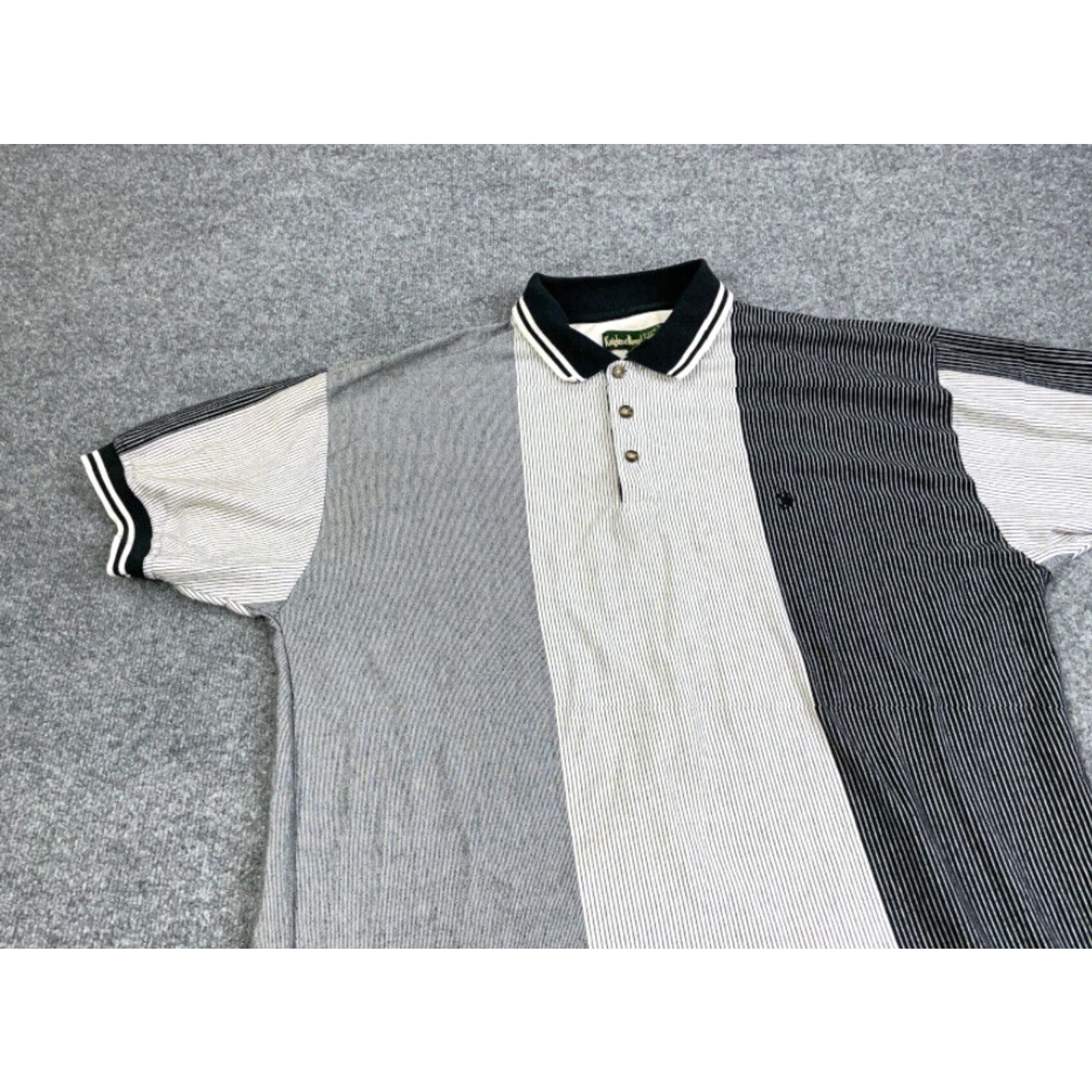 Vintage VINTAGE 90s Dad Style Polo Shirt - Gray White Striped, Cotton Blend, Big 2X, Men's Polo, Lightweight Casual, Vintage Size US XXL / EU 58 / 5 - 5 Thumbnail