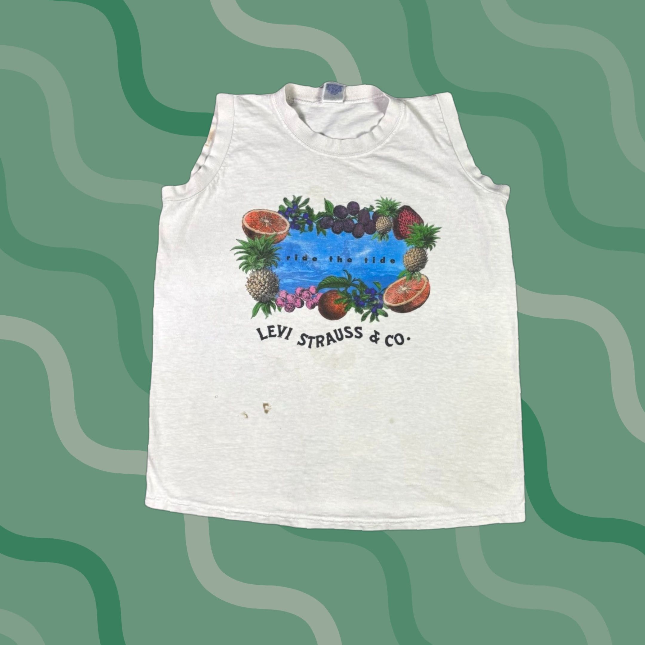 Levi's VINTAGE Levi's Women Sleeveless Shirt Ride The Tide Alice in Wonderland 90s Cropped Tank White Medium Size M / US 6-8 / IT 42-44 - 1 Thumbnail