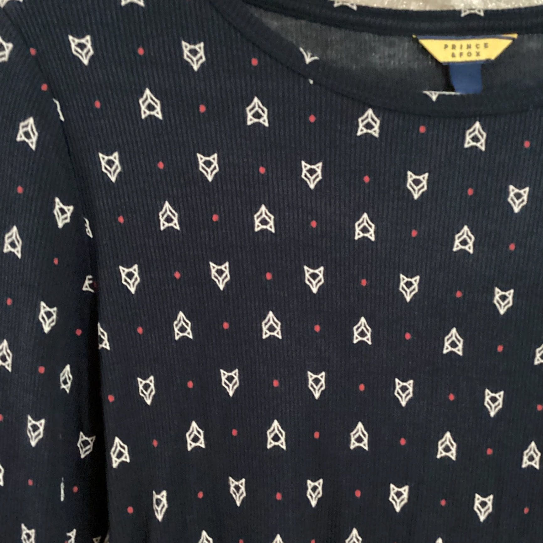 Prince Prince & Fox Thermal Top Junior L Blue Round Neck Long Sleeve Fox Head Print Size L / US 10 / IT 46 - 4 Thumbnail