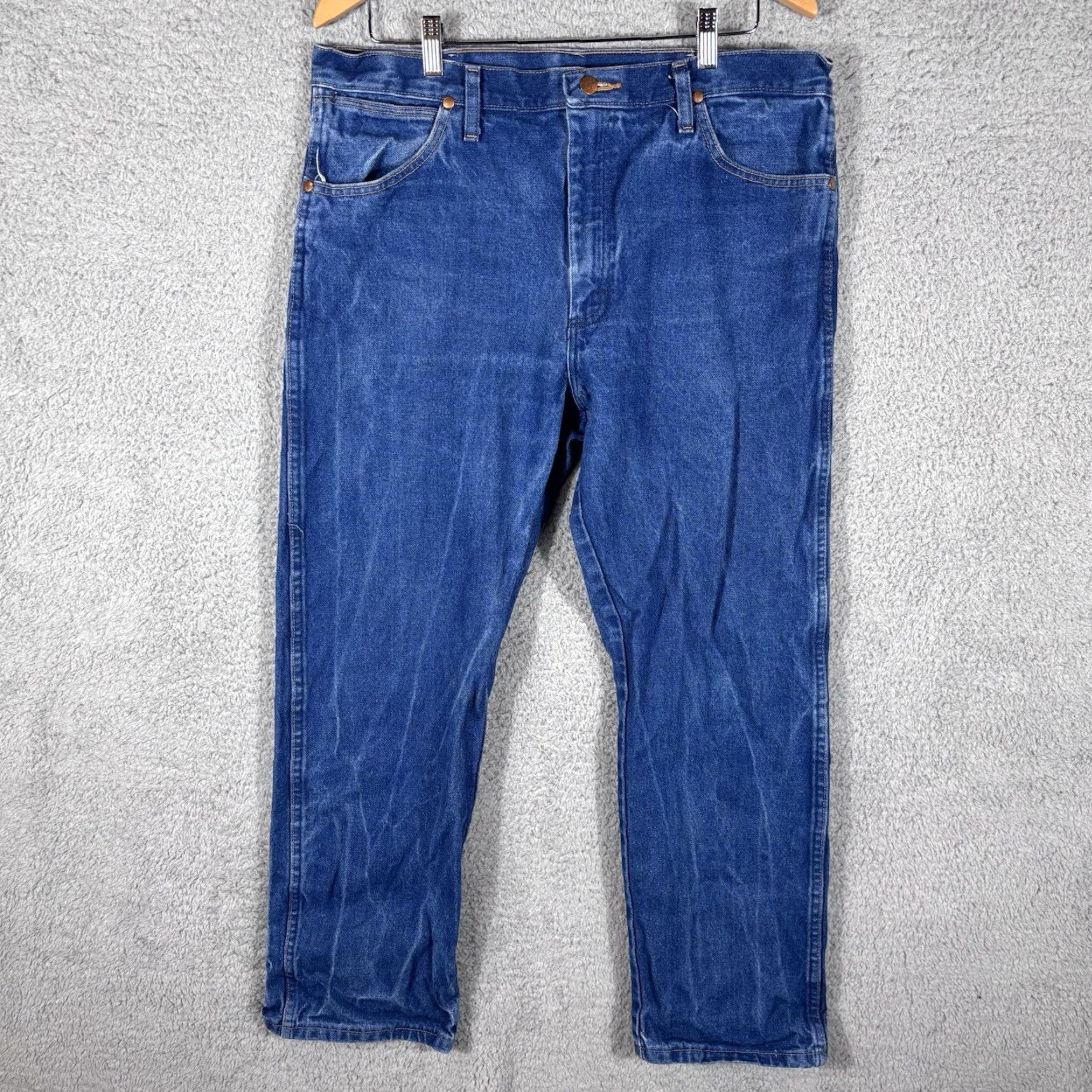 Wrangler VINTAGE not applicable; ignore. Use original words only. Title: Wrangler Cowboy Cut Jeans Mens 36x30 Blue Medium Wash Denim Western 13MWZPW Size US 36 / EU 52 - 2 Thumbnail