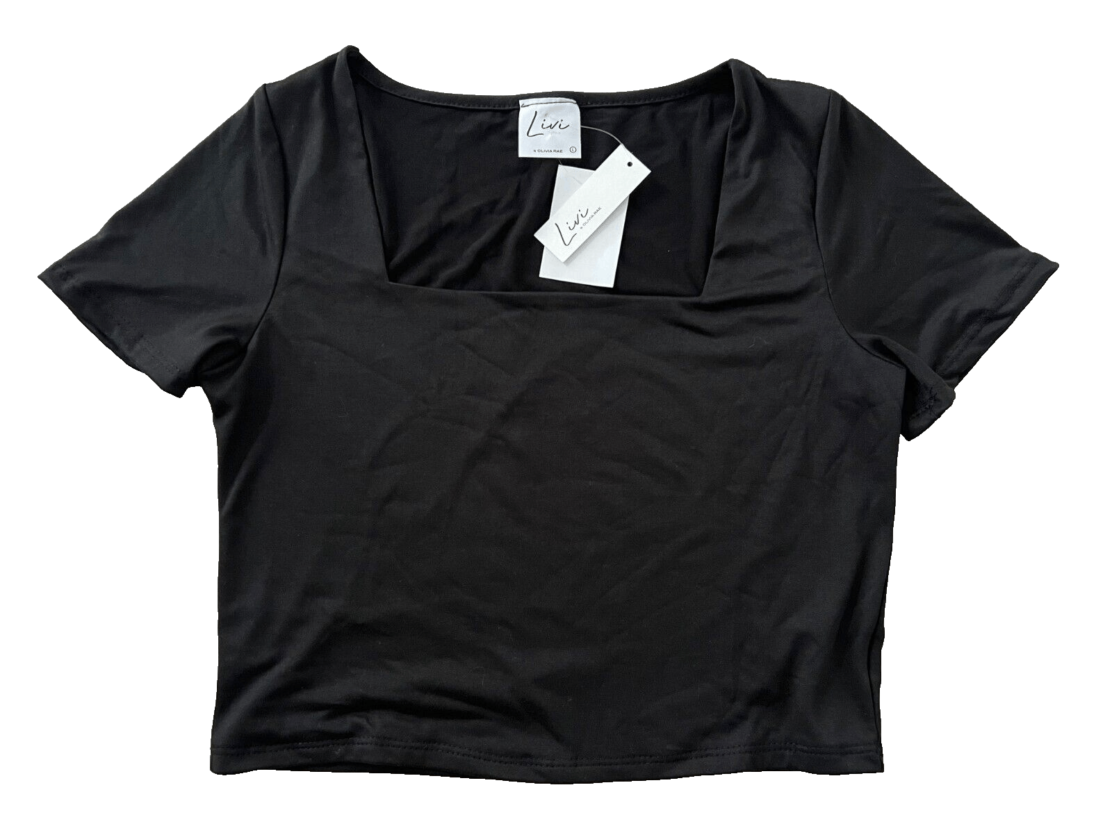 Other Livi by Olivia Rae Black Crop Square Neck Top ( L ) Size L / US 10 / IT 46 - 1 Preview