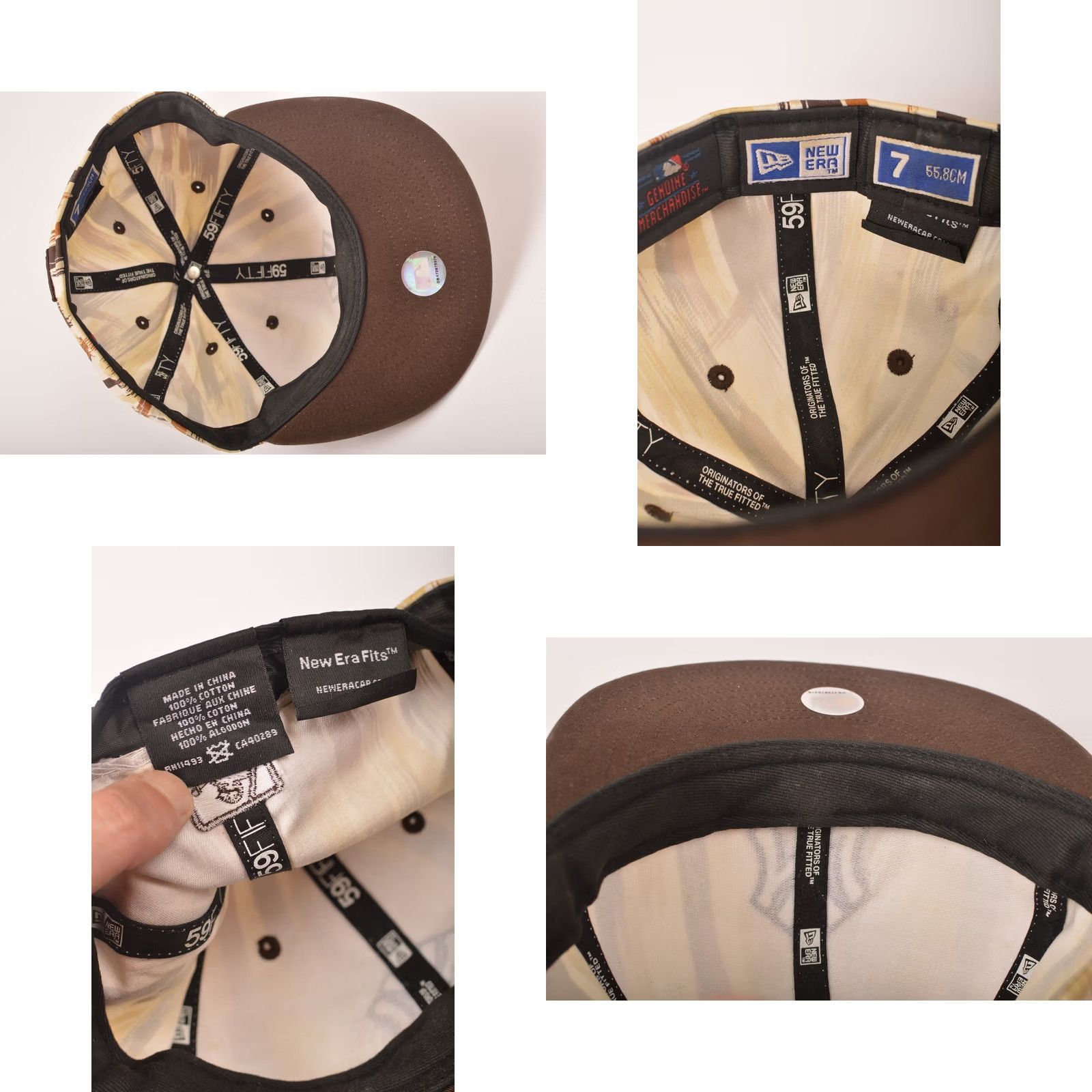 New Era New Era 59Fifty NY Brown Beige Striped Cotton Snapback Cap Size 7 (55.8 cm) Mens Hat Size ONE SIZE - 8 Thumbnail