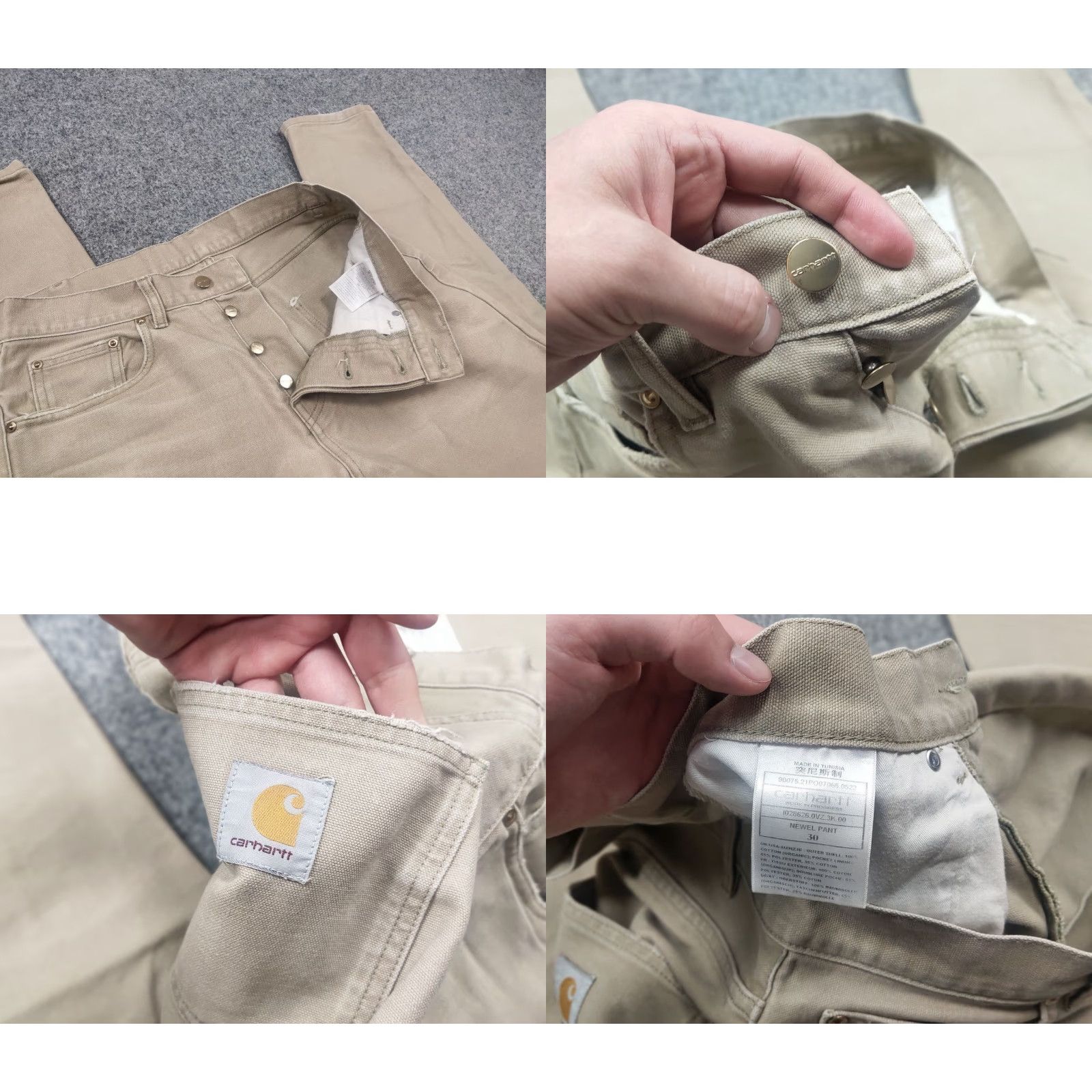 Carhartt VINTAGE Carhartt USA Beige Faded Canvas Newel Trouser Straight Pants Carpenter Workwear 30" Mens Beige 90s Carhartt USA 30x30 5-Pocket Denim? Size US 30 / EU 46 - 9 Thumbnail