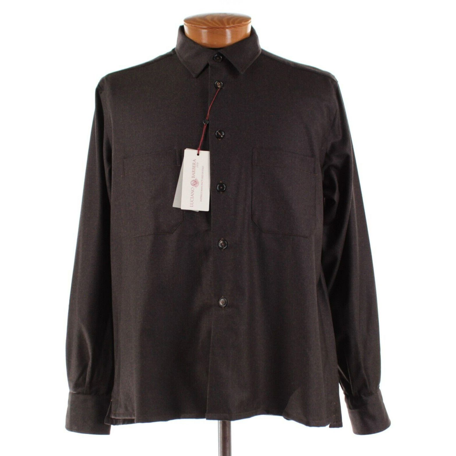Luciano Barbera Luciano Barbera Overshirt Size L US In Brown Wool Size US L / EU 52-54 / 3 - 1 Thumbnail