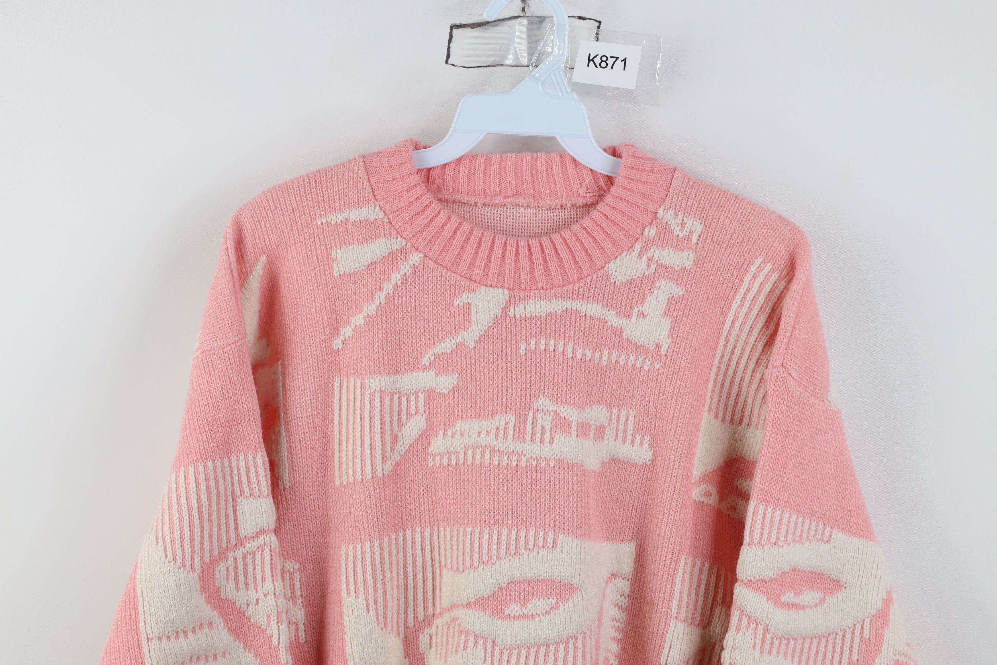Vintage Vintage 90s Streetwear Ribbed Knit Crewneck Sweater Pink Size M / US 6-8 / IT 42-44 - 2 Thumbnail