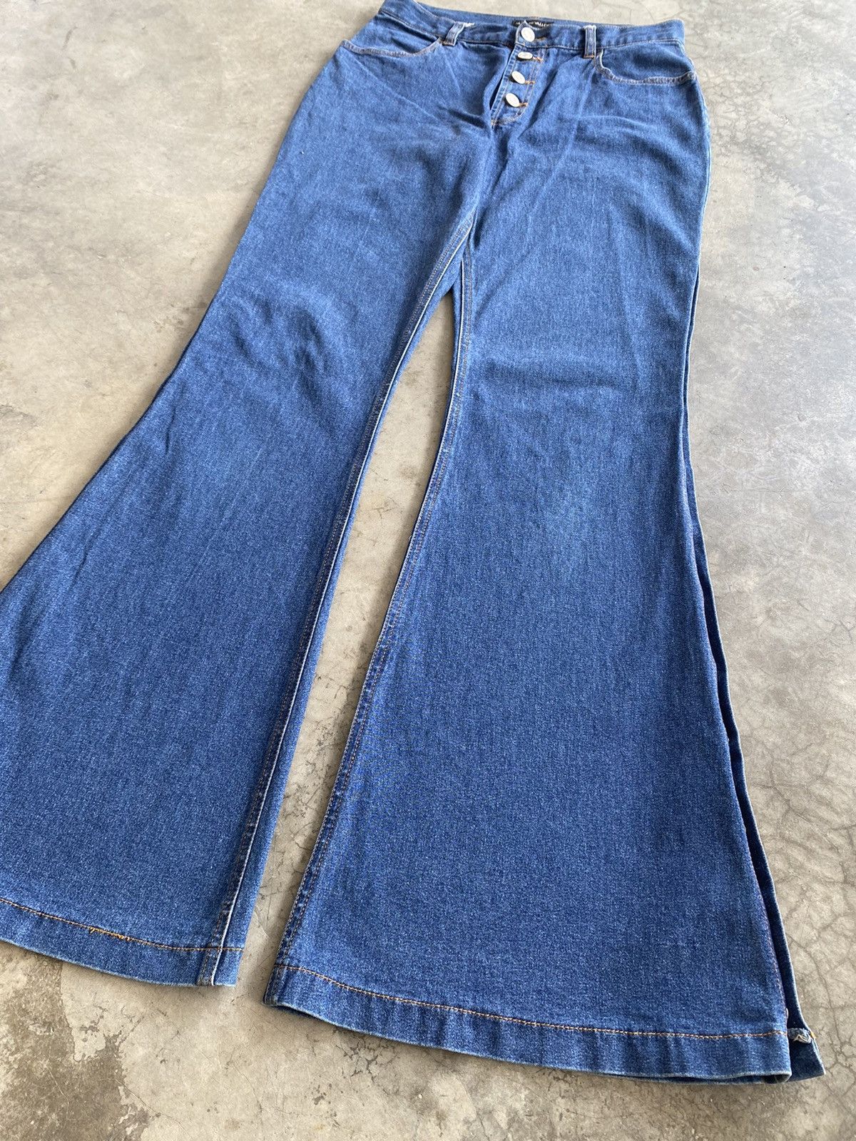 Japanese Brand Super Flare Jeans Japanese Mouth Valley Button Up Leg p175 Size 29" - 8 Thumbnail