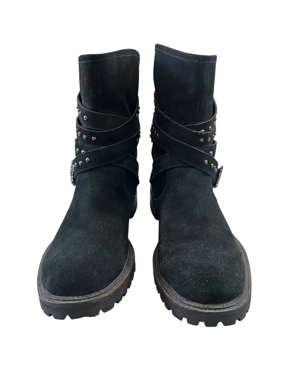 Buffalo Bobs Studded Suede Leather Strap Boots