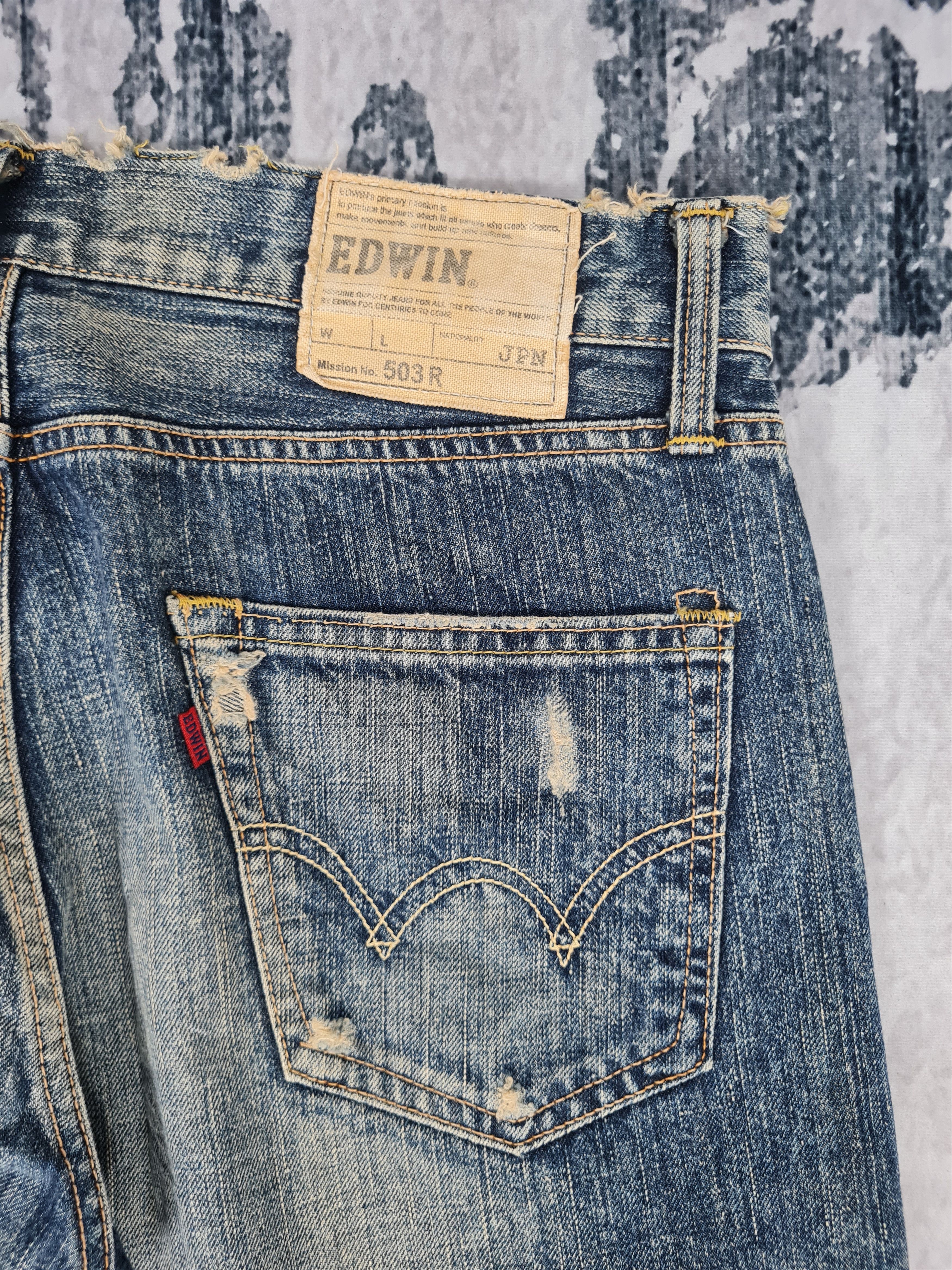 Edwin Vtg EDWIN 503R Faded Distressed Jeans Size 34x33 JB0144 Size US 34 / EU 50 - 8 Thumbnail