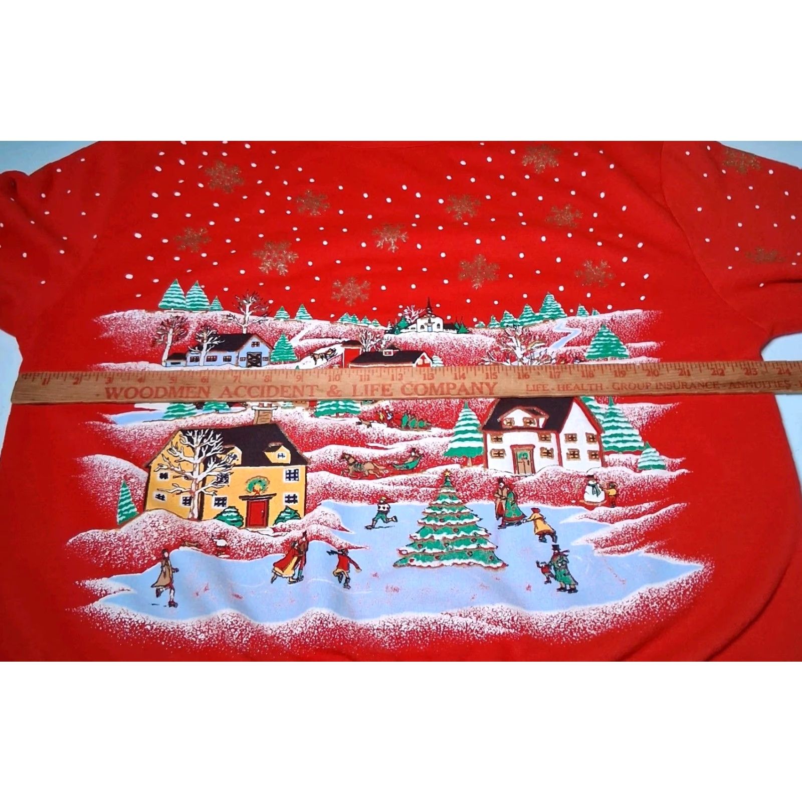 Vintage VINTAGE Holiday Time Christmas Sweatshirt L Women Red Glitter Ice Skate Granny Solid Crew Neck Long Sleeve Pullover Christmas Village 00s Womens Size L / US 10 / IT 46 - 6 Thumbnail