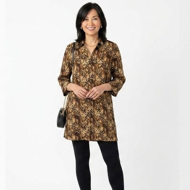Vintage Allison Taylor Leopard An Print Silk Shirt Dress Size M Size M / US 6-8 / IT 42-44 - 1 Thumbnail