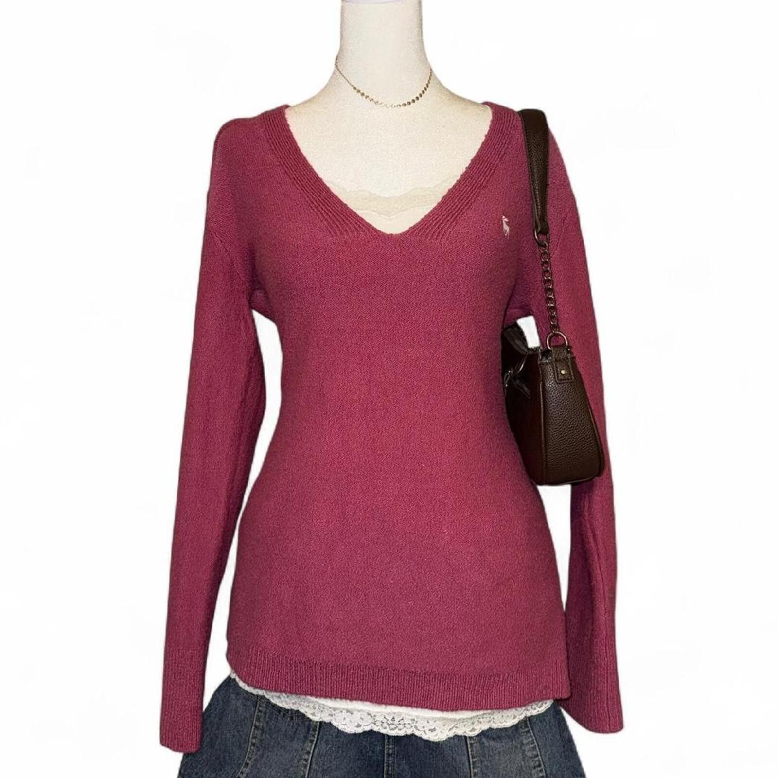 Abercrombie & Fitch Y2K Pink Abercrombie & Fitch V-neck Sweater Size M / US 6-8 / IT 42-44 - 1 Thumbnail