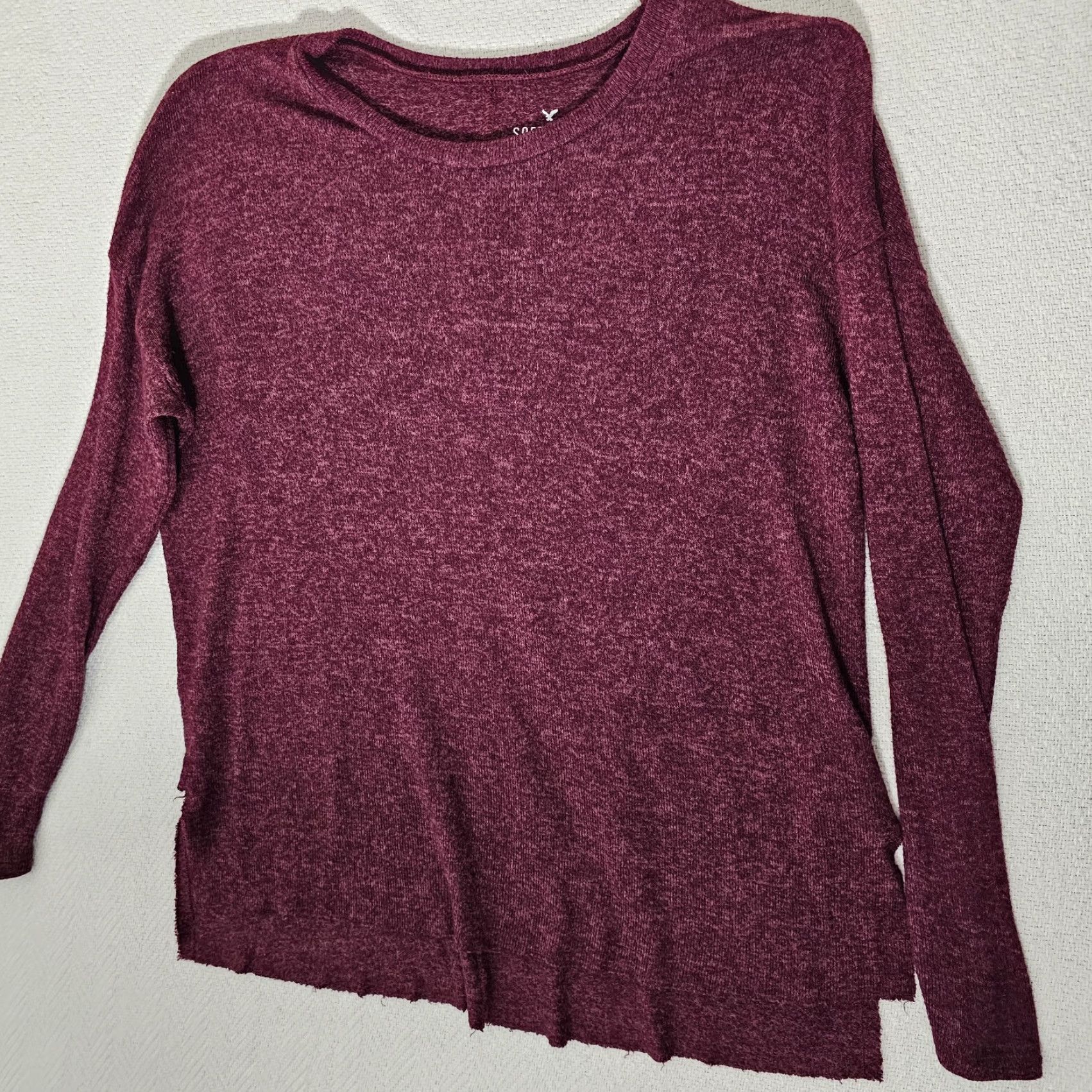 American Eagle Outfitters American Eagle Outfitters Shirt Women M Red Solid Long Sleeve Cotton Blend Size M / US 6-8 / IT 42-44 - 6 Thumbnail
