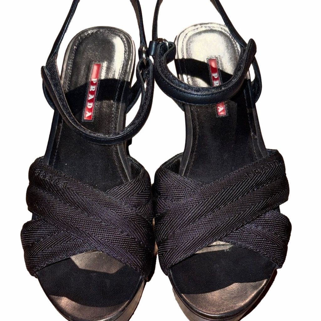 Prada Prada Vintage Criss Cross Nylon Platform Sandal | Sz 38/7W Size US 7.5 / IT 37.5 - 7 Thumbnail