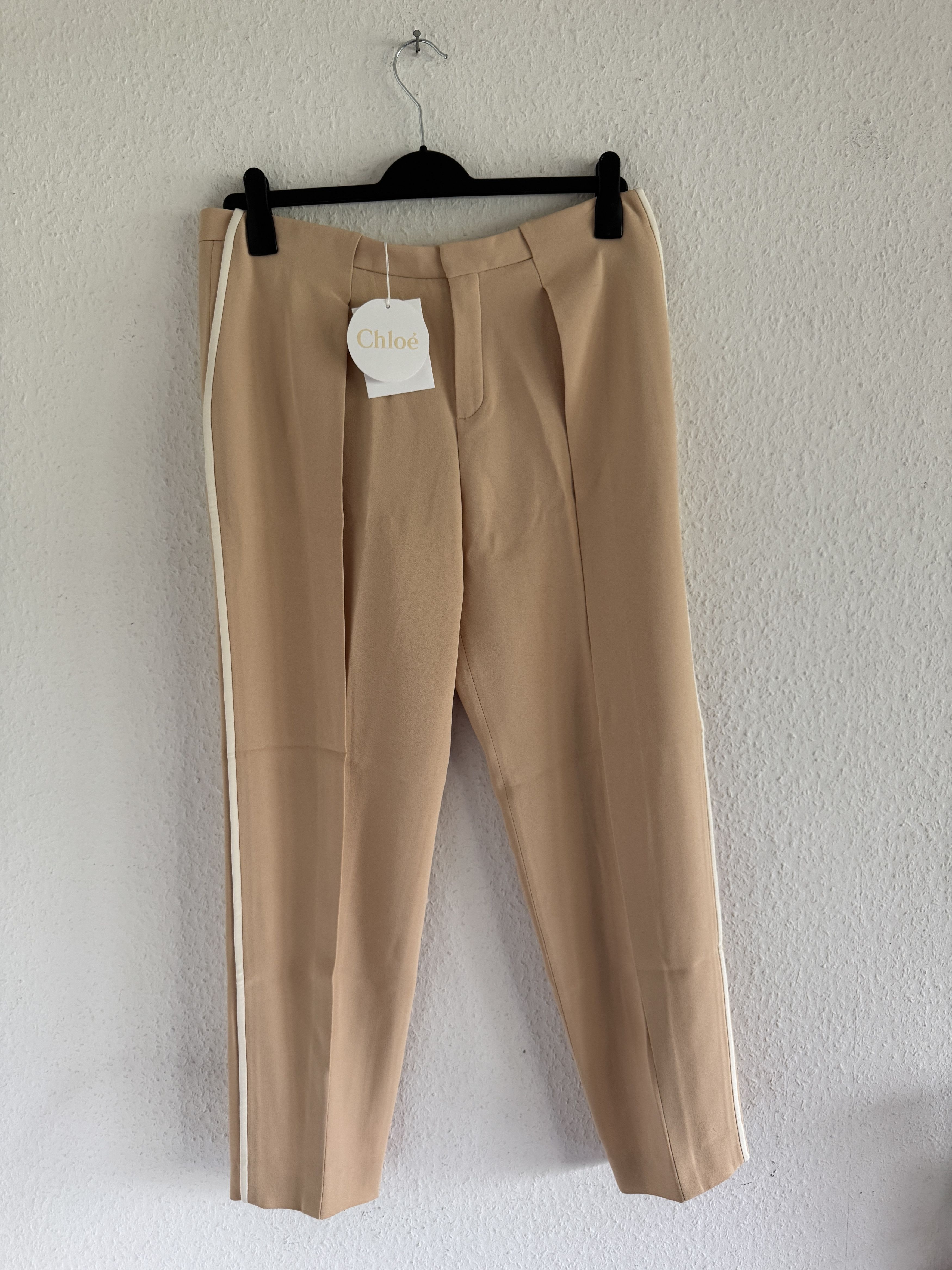 Chloe Beige Side-Stripe Trousers Size 30" / US 8 / IT 44 - 1 Thumbnail
