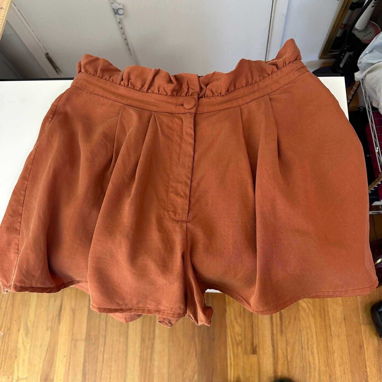REVOLVE Lovers + Friends Rust Paperbag Tati High Waist Button Shorts Size 30" / US 8 / IT 44 - 7 Thumbnail