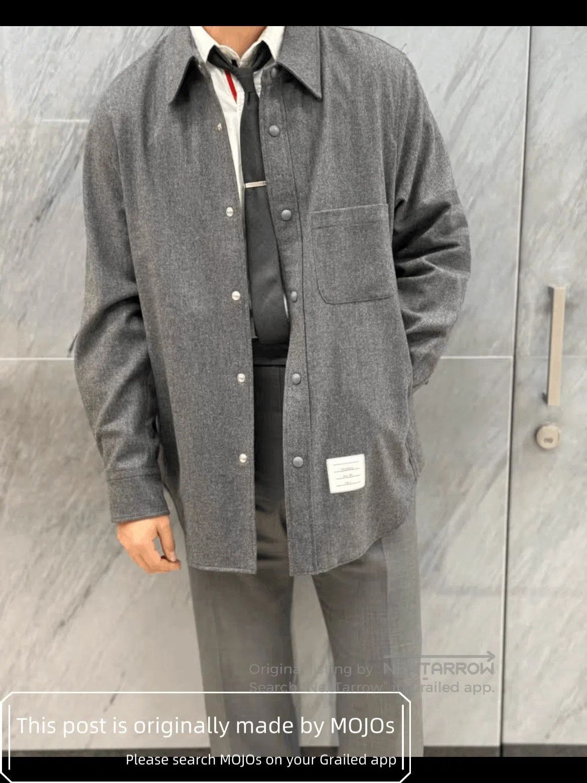 Thom Browne Sz 1 Thom Browne Four Dark Gray Stripe Shirt Jacket. Size US S / EU 44-46 / 1 - 7 Thumbnail