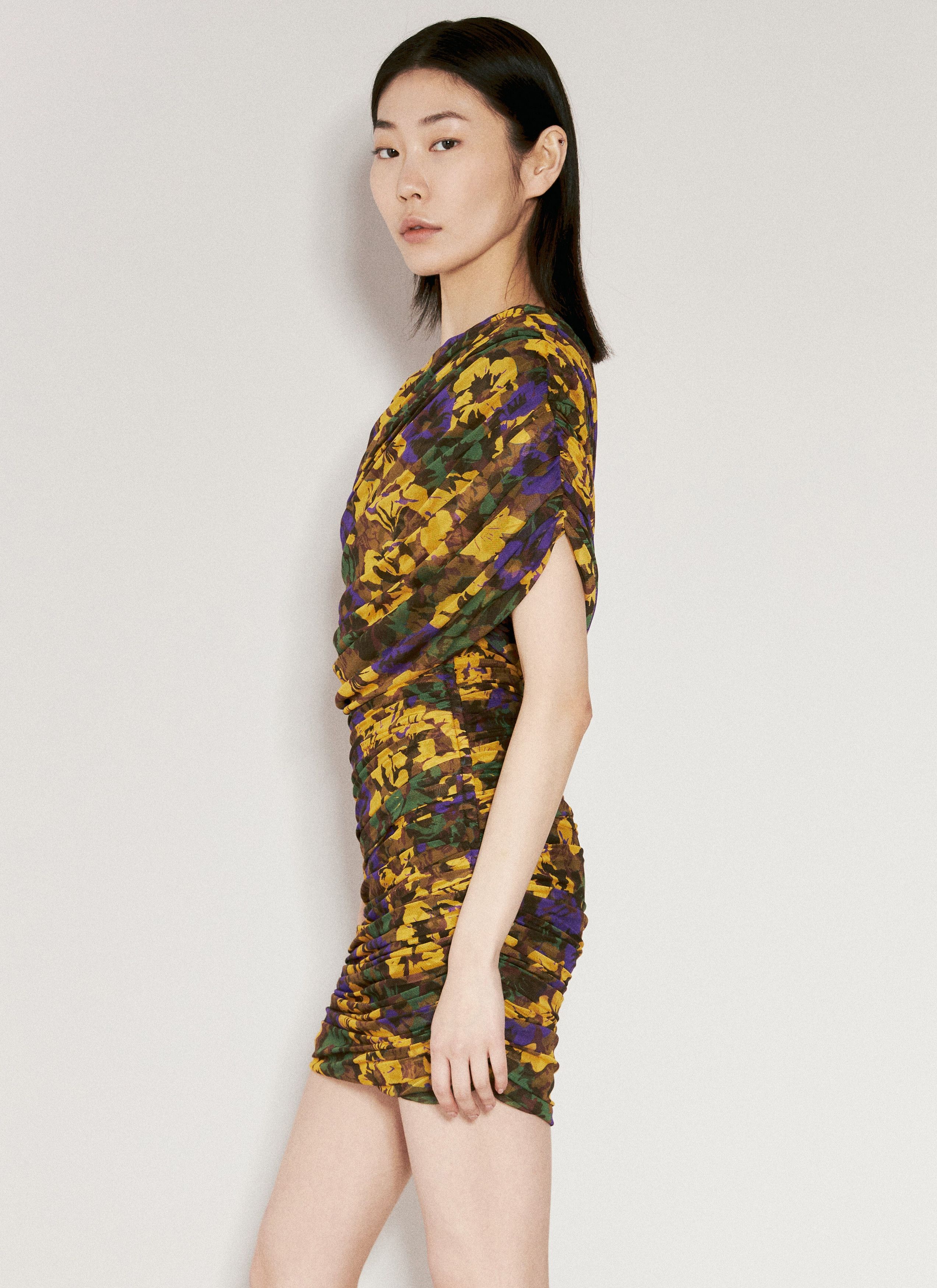 Saint Laurent Paris o1bcso1str1125 Ruched One Shoulder Dress in Multicolor Size XS / US 0-2 / IT 36-38 - 3 Thumbnail