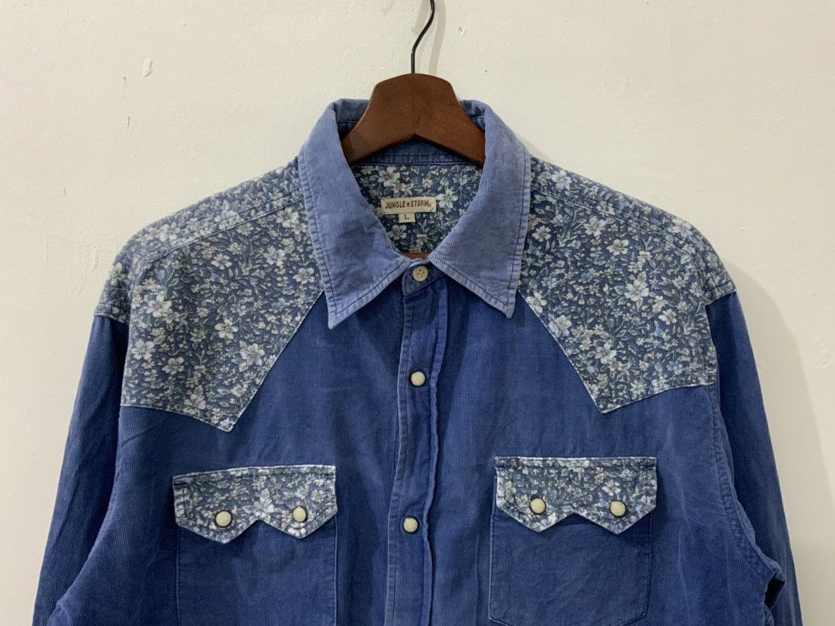 If Six Was Nine Jungle Strom Chambray Quilted Indigo Corduroi Shirt Size US L / EU 52-54 / 3 - 3 Thumbnail