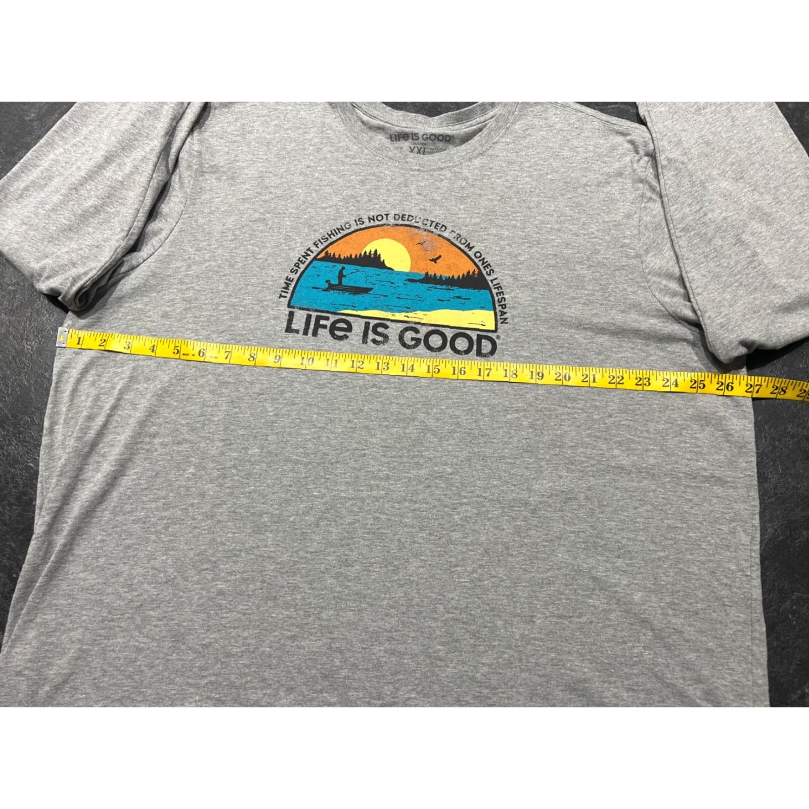 Life is Good Life Is Good T-Shirt Long Sleeve XXL Gray Fish Life Is Good Time Spent Fishing Is Not Deducted From Lifespan Men Shirt 2XL Mens Size US XXL / EU 58 / 5 - 6 Thumbnail