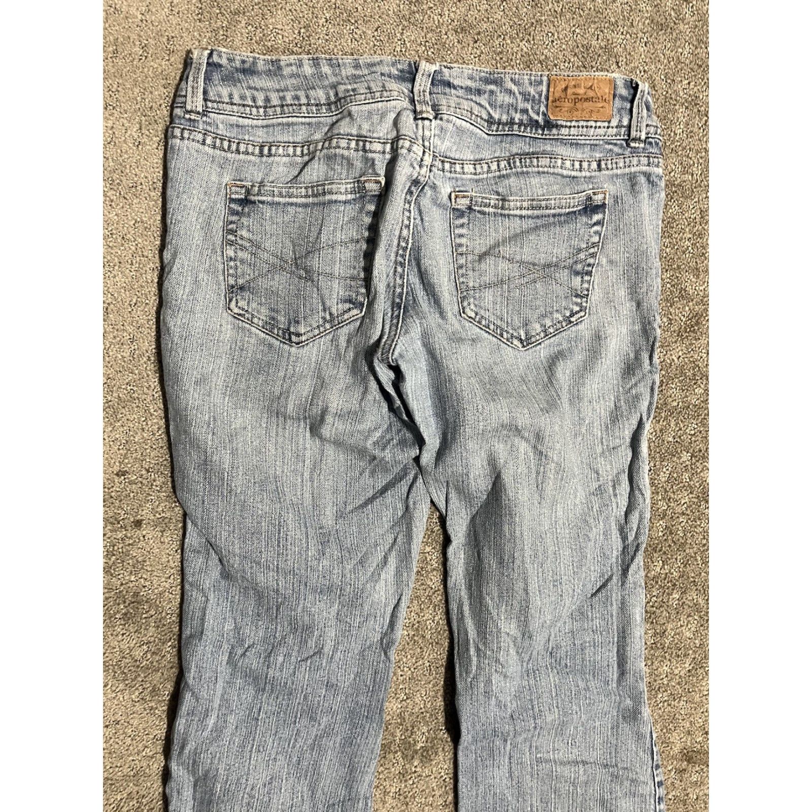 Aeropostale VINTAGE Aeropostale Women's Jeans Straight Regular 32In Blue Distressed Denim Mid Rise 2000s Girls Size 25" / US 0 / IT 36 - 2 Thumbnail