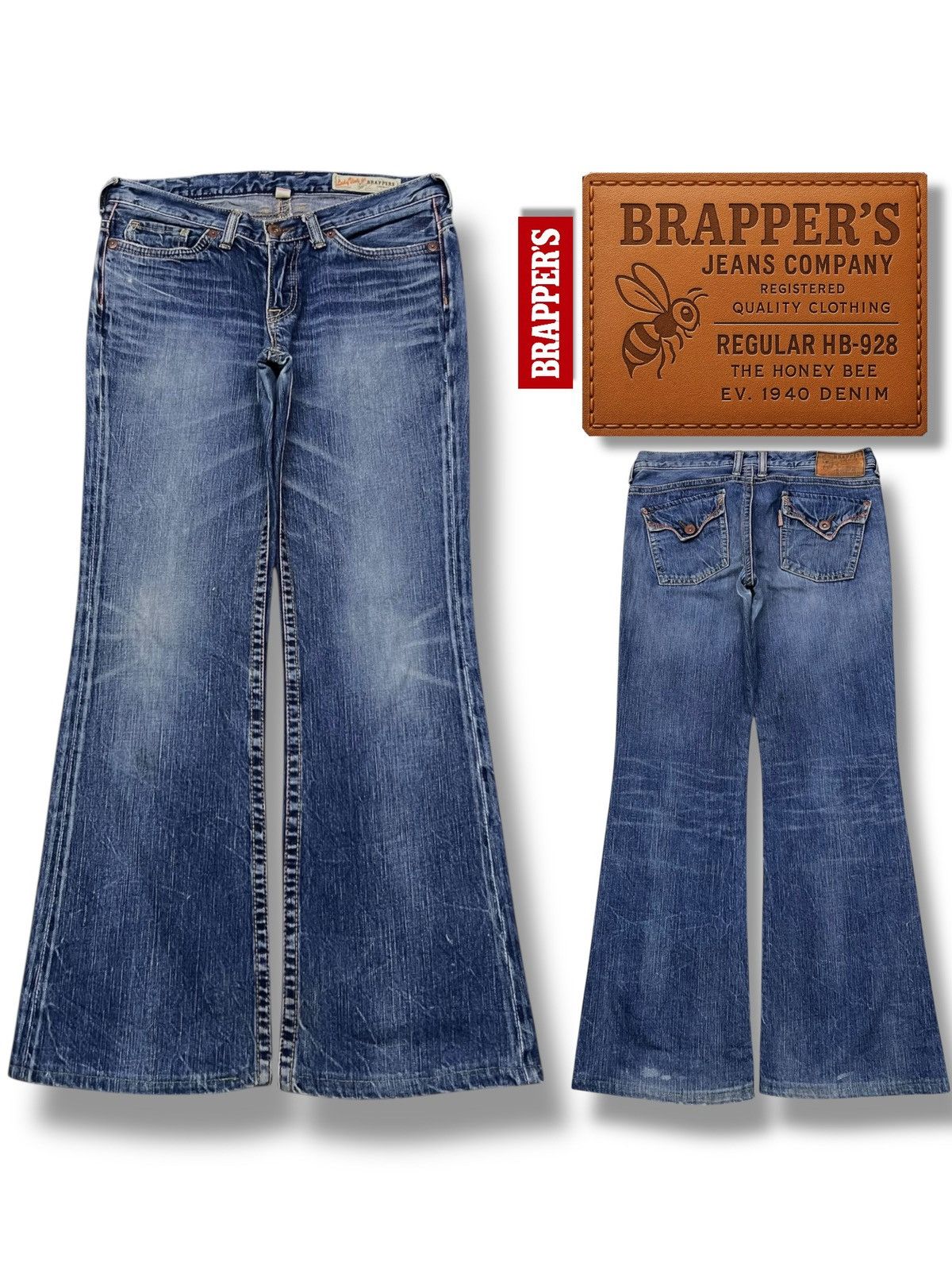 Japanese Brand Bootcut Lady Vintage Brapper’s The Honey Bee Japan Size 33" - 1 Thumbnail