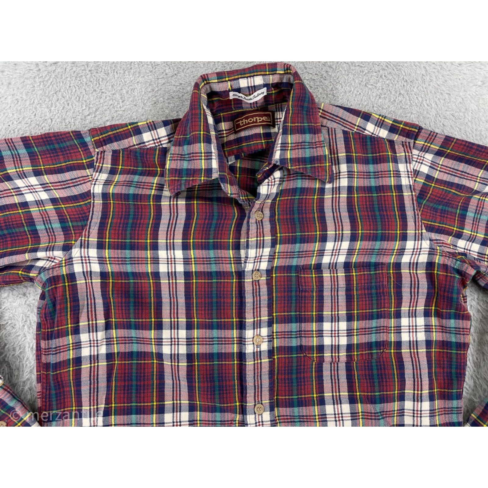 Vintage VINTAGE Thorpe Shirt Mens Medium Red Plaid 100% Cotton Flannel Button-Up with Pockets - Casual Workwear Mens M Red Plaid Shirt Size US M / EU 48-50 / 2 - 7 Thumbnail