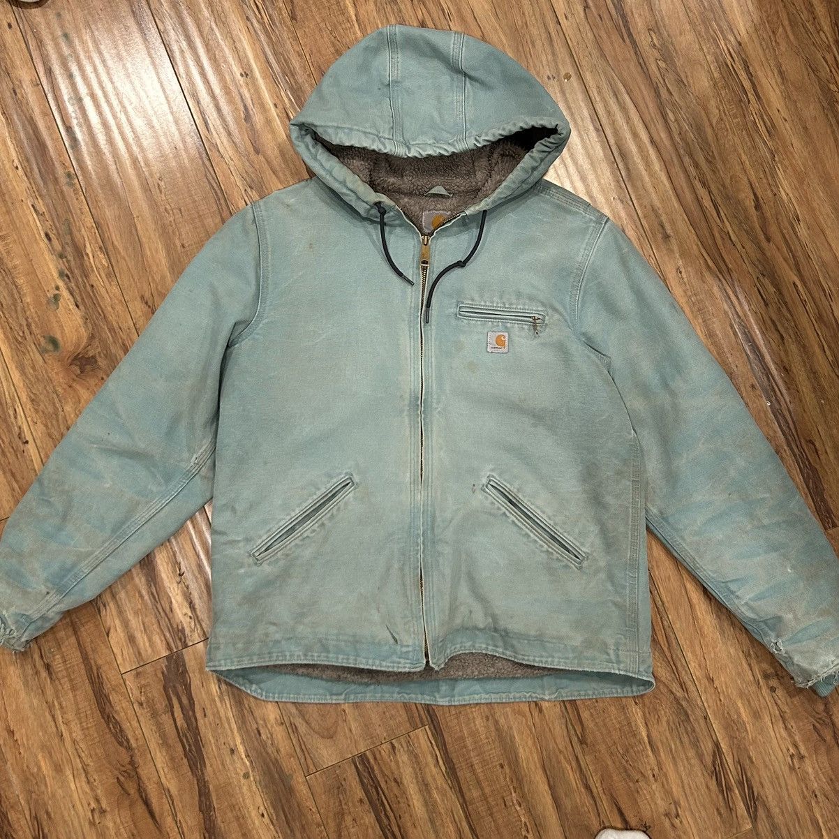 Carhartt RARE Vintage Light Blue Carhartt Work Jacket Size US M / EU 48-50 / 2 - 1 Thumbnail