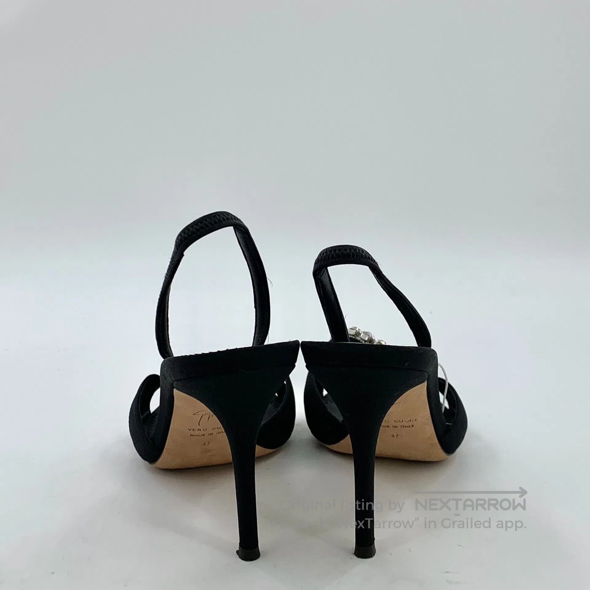 Giuseppe Zanotti Giuseppe Zanotti Black satin diamond-studded stiletto high Size US 6.5 / IT 36.5 - 4 Thumbnail