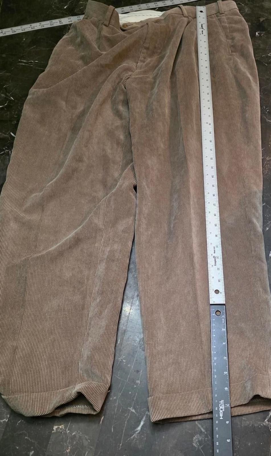 Alan Flusser Alan Flusser Mens Brown Corduroy Pants Pleated Relaxed W40 Size US 40 / EU 56 - 8 Thumbnail