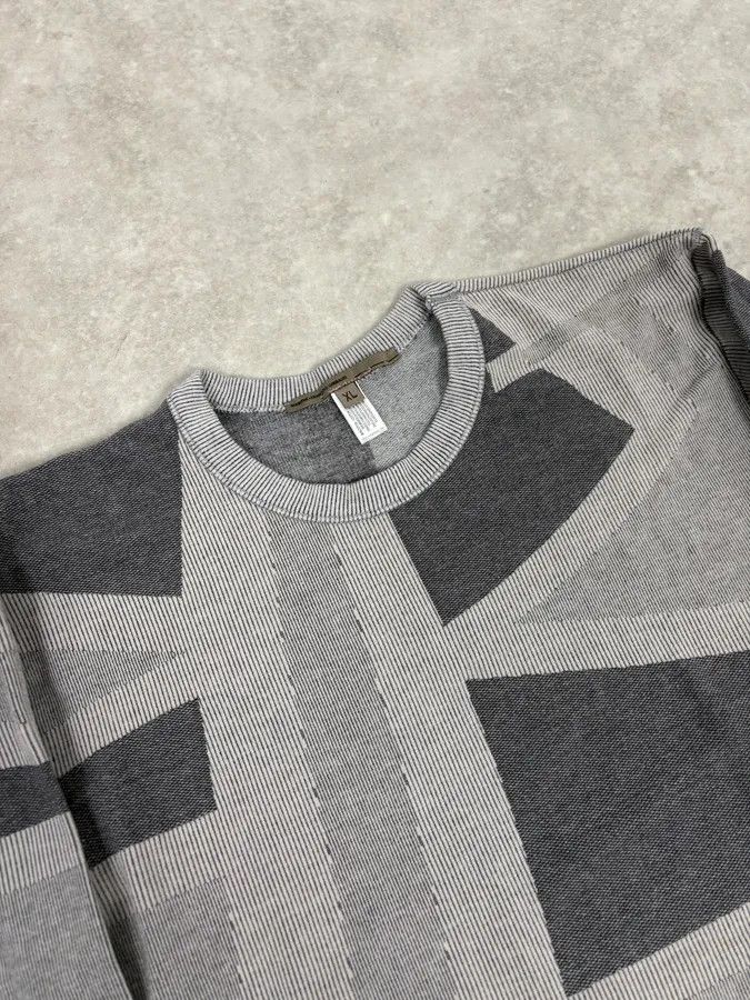 Marithe + Francois Girbaud 1990s Marithé + François Girbaud Grey Geometric Crewneck Sweater Size US S / EU 44-46 / 1 - 5 Thumbnail