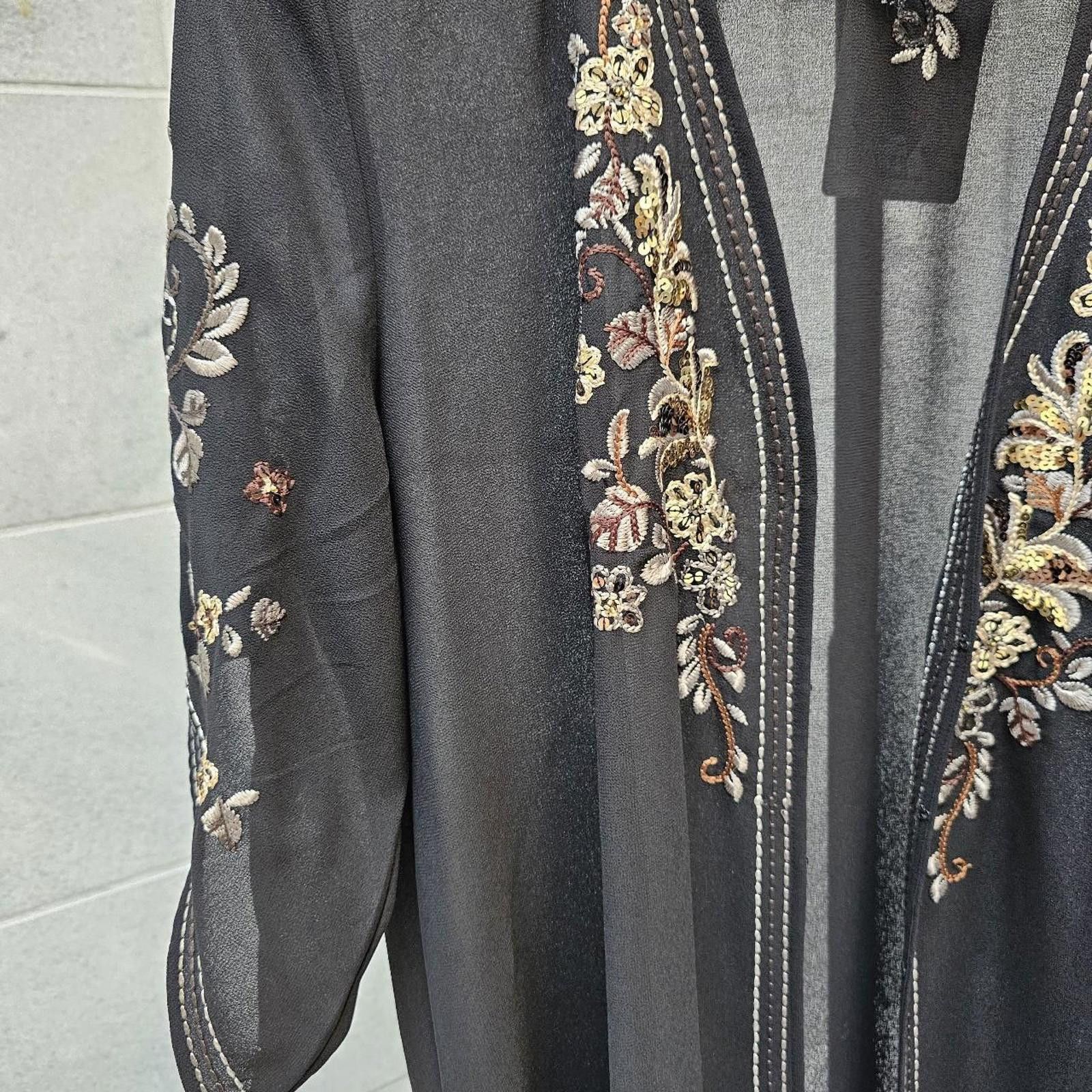 Coldwater Creek Coldwater Creek Women's Black and Gold Beaded Kimono Size XL / US 12-14 / IT 48-50 - 2 Thumbnail
