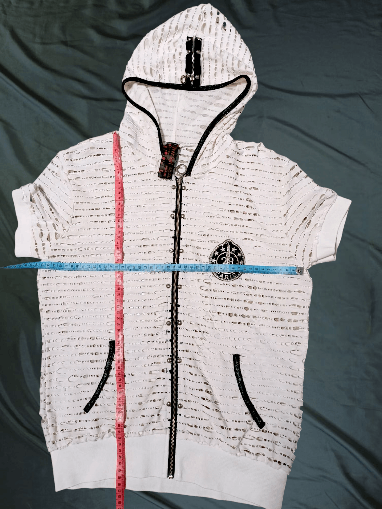 Other Distressed Shirt punk style OVER GIRL Mesh Zip Hoodie Size US L / EU 52-54 / 3 - 18 Thumbnail