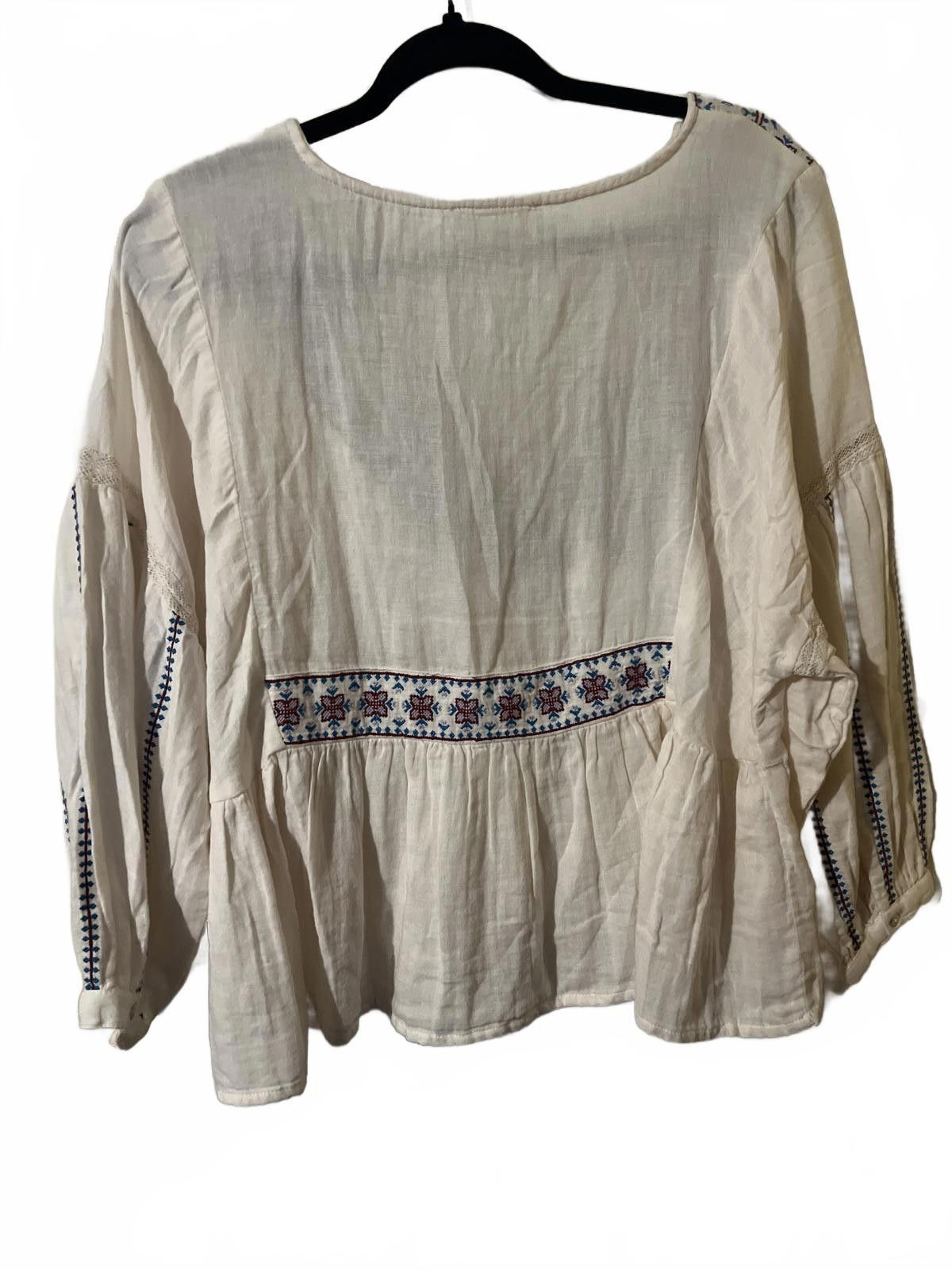 Lucky Brand Lucky Brand Embroidered V-Neck Peasant Blouse NWOT Size M / US 6-8 / IT 42-44 - 6 Thumbnail