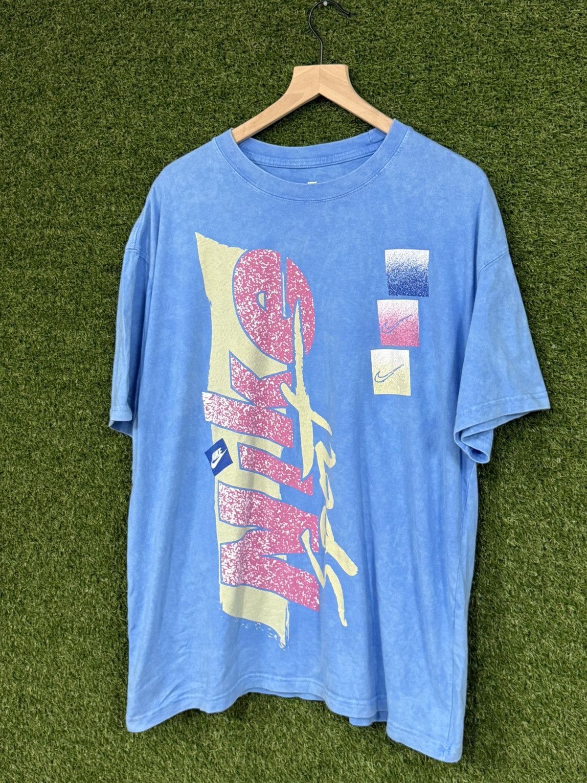Nike Nike Vintage Oversized Throwback Swoosh Blue Loose Logo Tee Size US XL / EU 56 / 4 - 1 Thumbnail