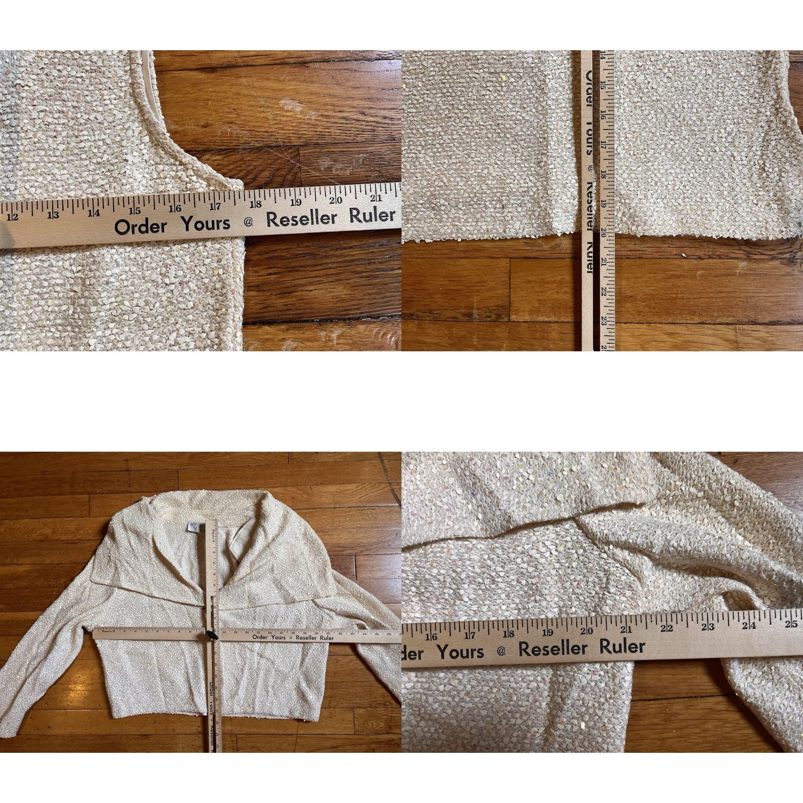 St. John St John Evening 2 Piece Sweater Tank Top Set Women's S Ivory Textured Sequins Size S / US 4 / IT 40 - 10 Thumbnail