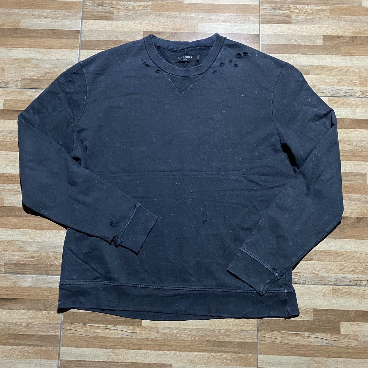 Allsaints Allsaint Reid Crewneck Black Acid Wash Holes Size US L / EU 52-54 / 3 - 1 Thumbnail