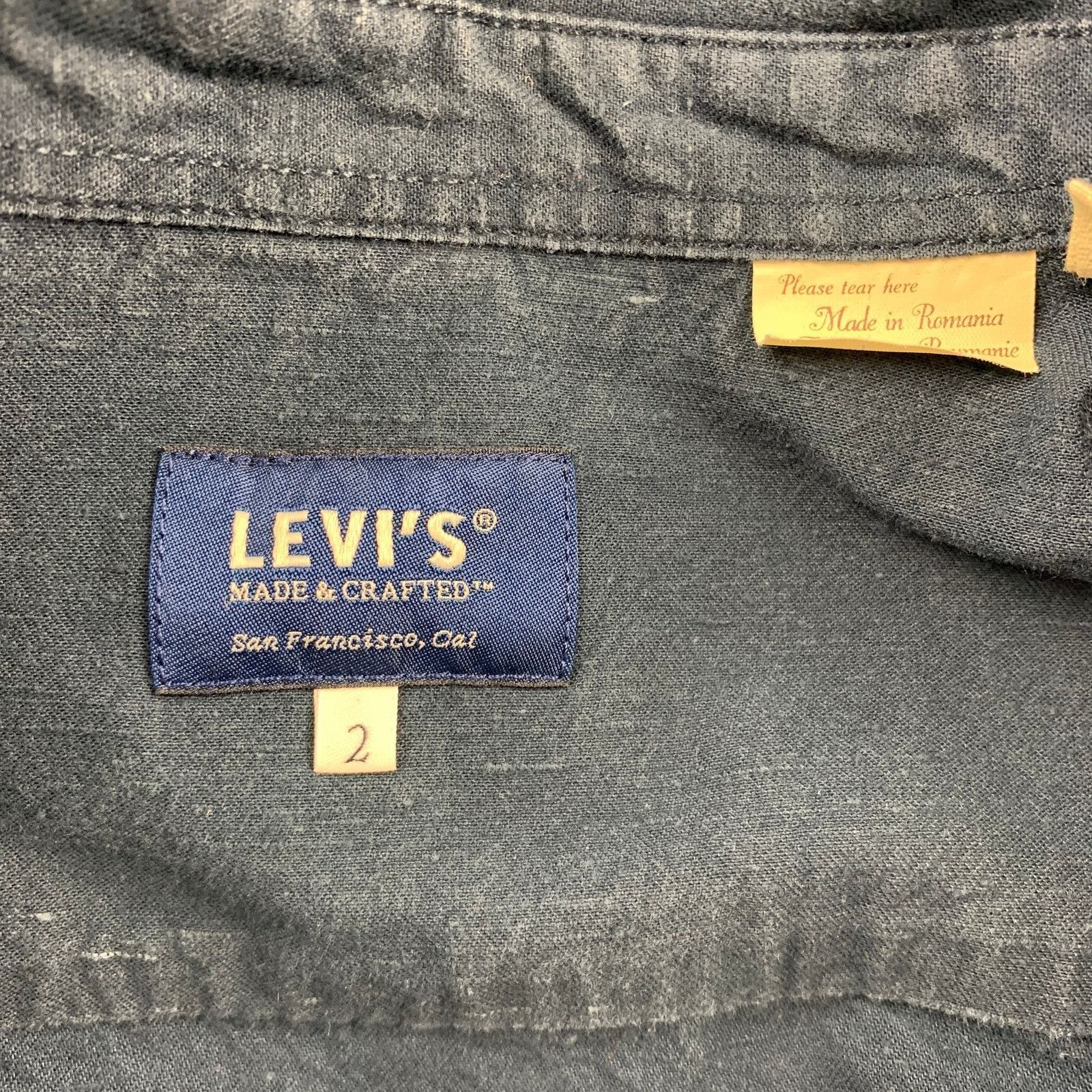 Levi's Made & Crafted M Navy Embroidery Cotton Long Sleeve Shirt Size US M / EU 48-50 / 2 - 5 Thumbnail