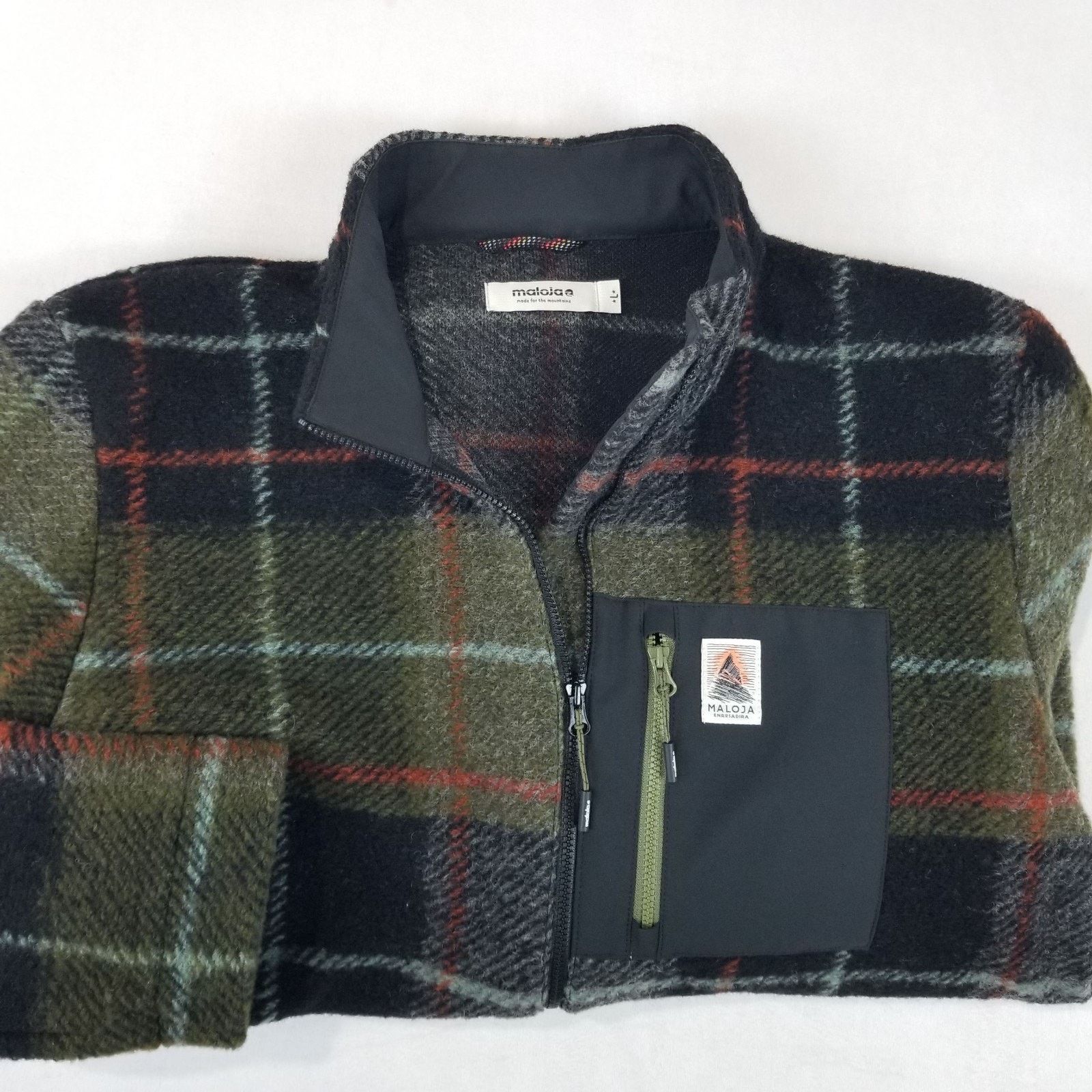 Maloja Maloja Jacket MarmoM Mens Large Green Black Plaid Wool Zip Size US L / EU 52-54 / 3 - 2 Thumbnail