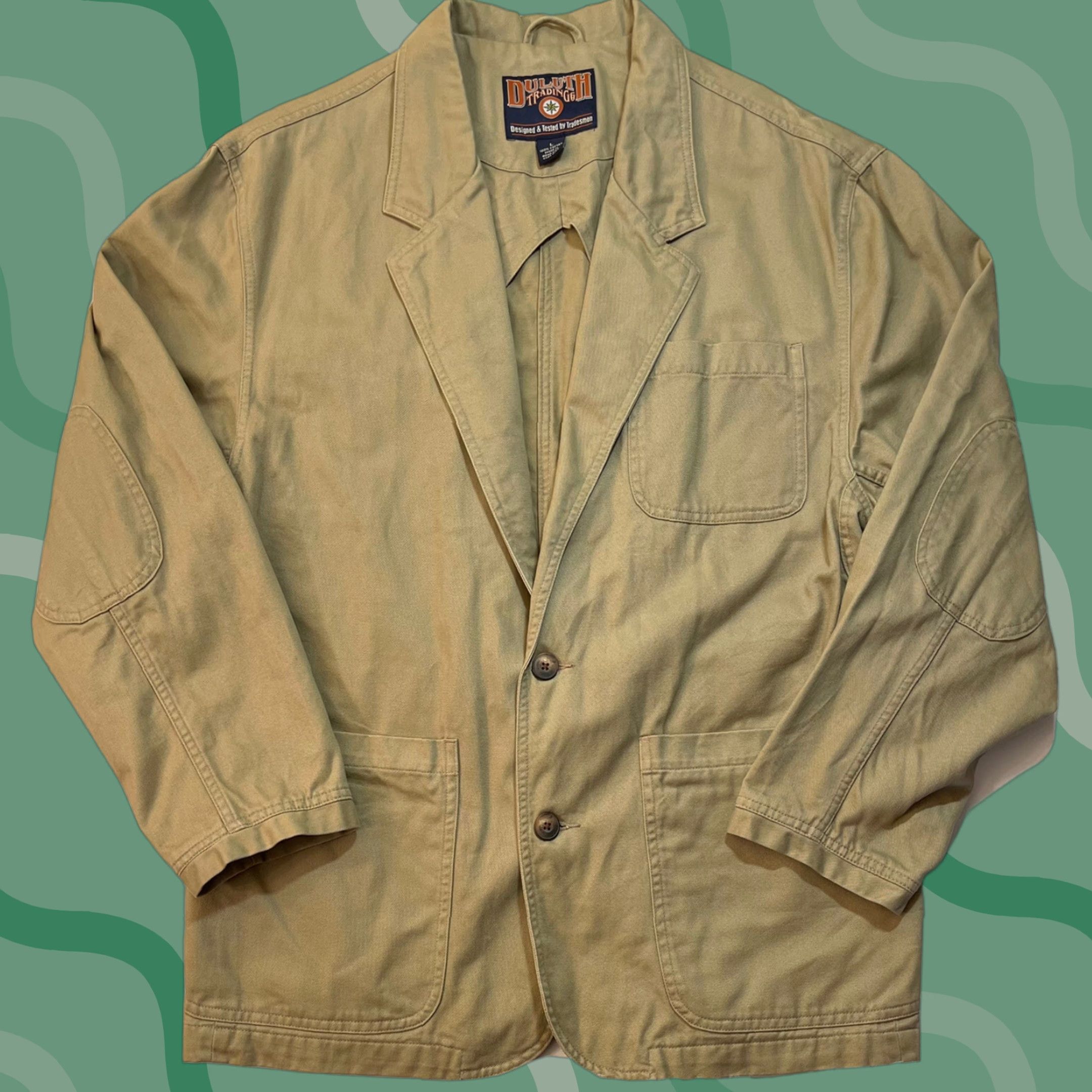 Vintage DULUTH Sport Coat Jacket Twill Brown Khaki Cargo Presentation 48 L Notch Lapel Two-Button Casual Mens Size US L / EU 52-54 / 3 - 1 Thumbnail
