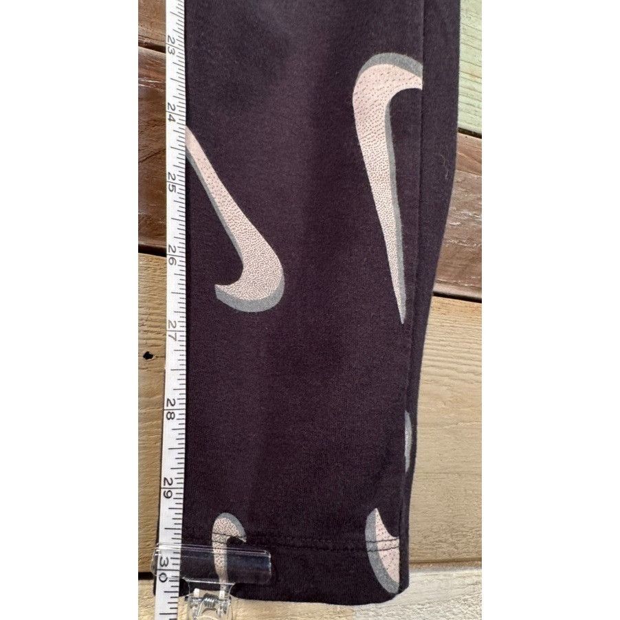 Nike Girl's NIKE Logo Swoosh Black Capri Leggings LARGE Used Size 22" - 7 Thumbnail