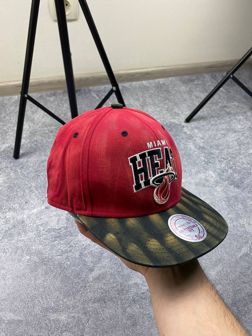 Mitchell & Ness × NBA Miami heat custom cap Mitchell & ness hand made faded Size ONE SIZE - 3 Thumbnail