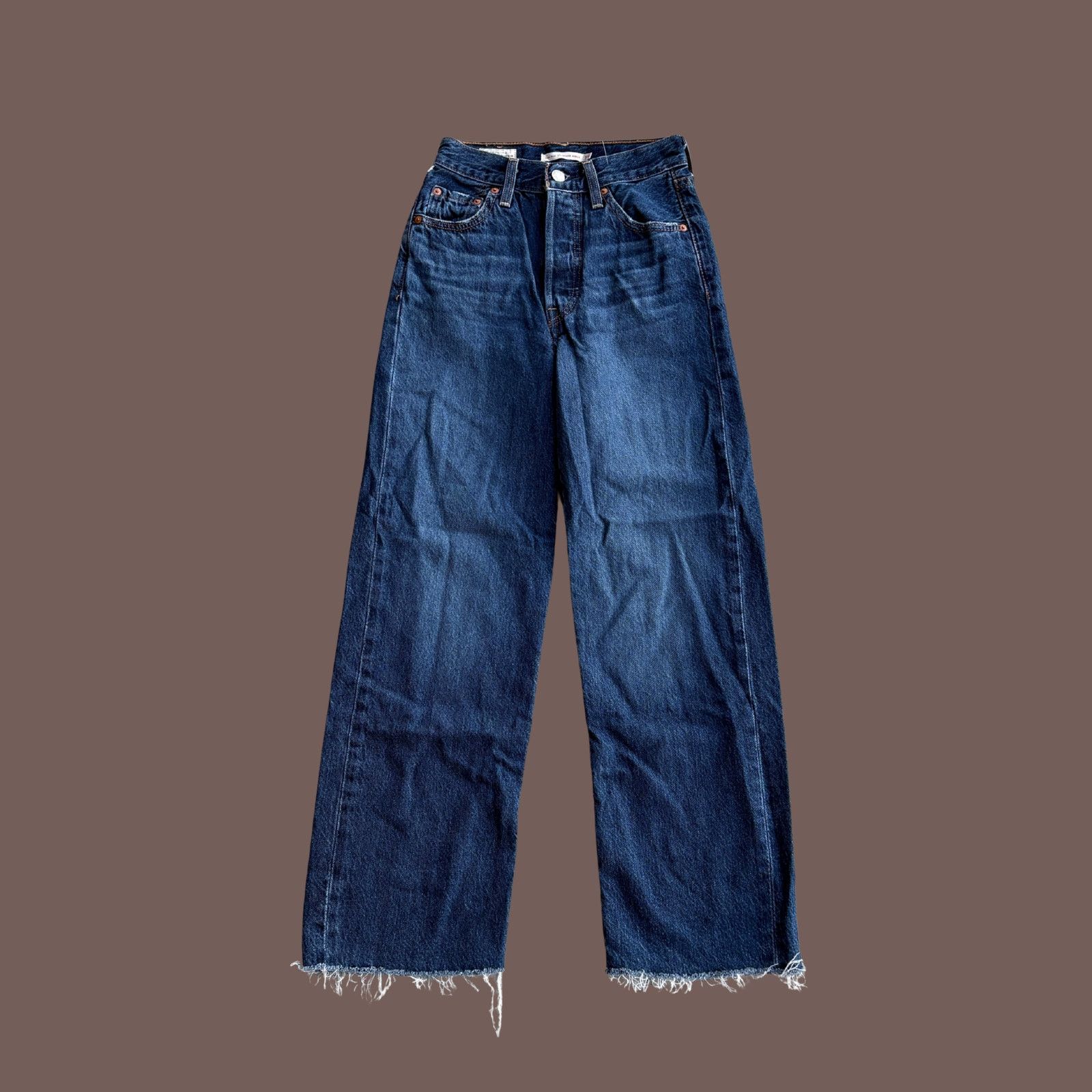 Levi's Levi’s Ribcage Denim | Dark Wash Raw Hem | 90s Core Size 23" - 1 Thumbnail