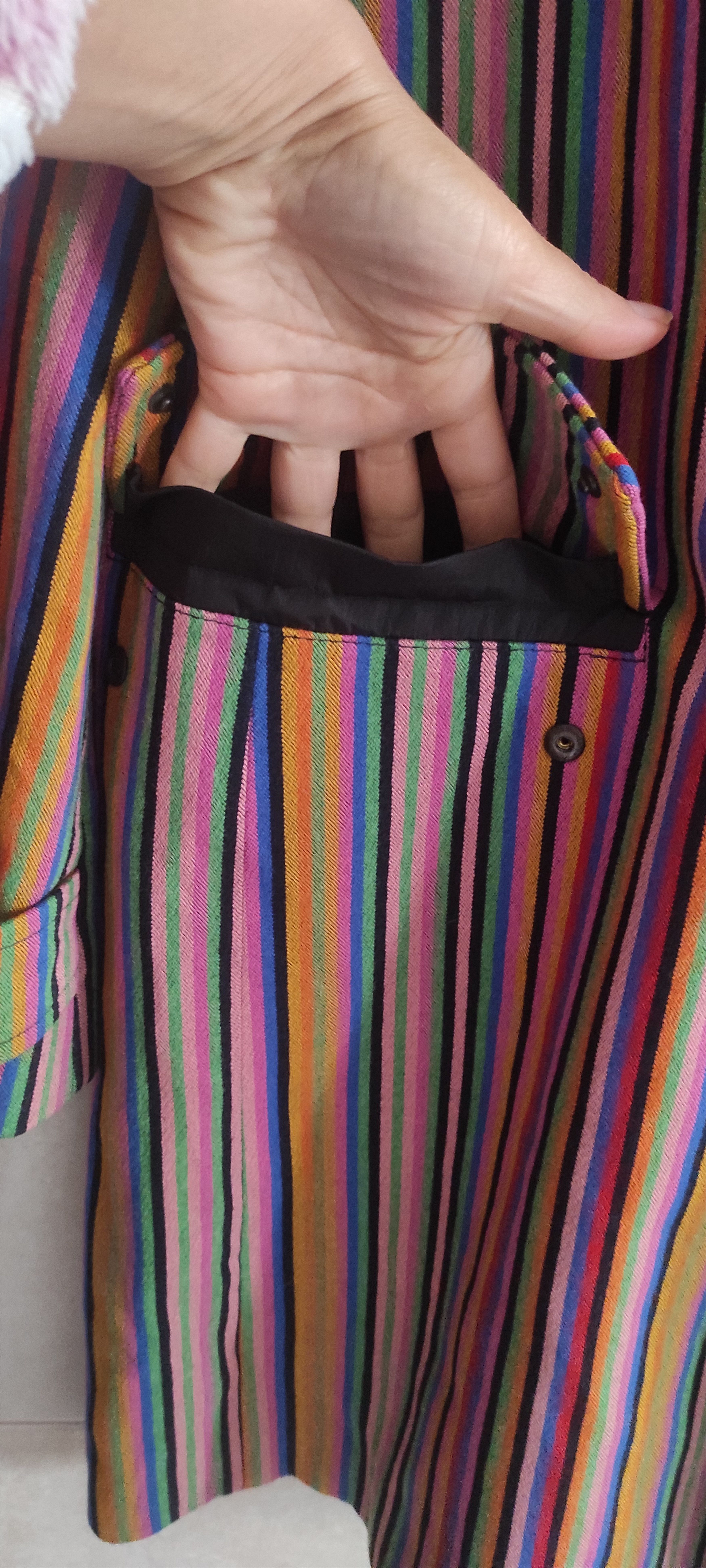 Hugo × Hugo Boss Hugo Boss Women Coat Fitted Velvet Multicolor Stripe Italian Size L / US 10 / IT 46 - 6 Thumbnail