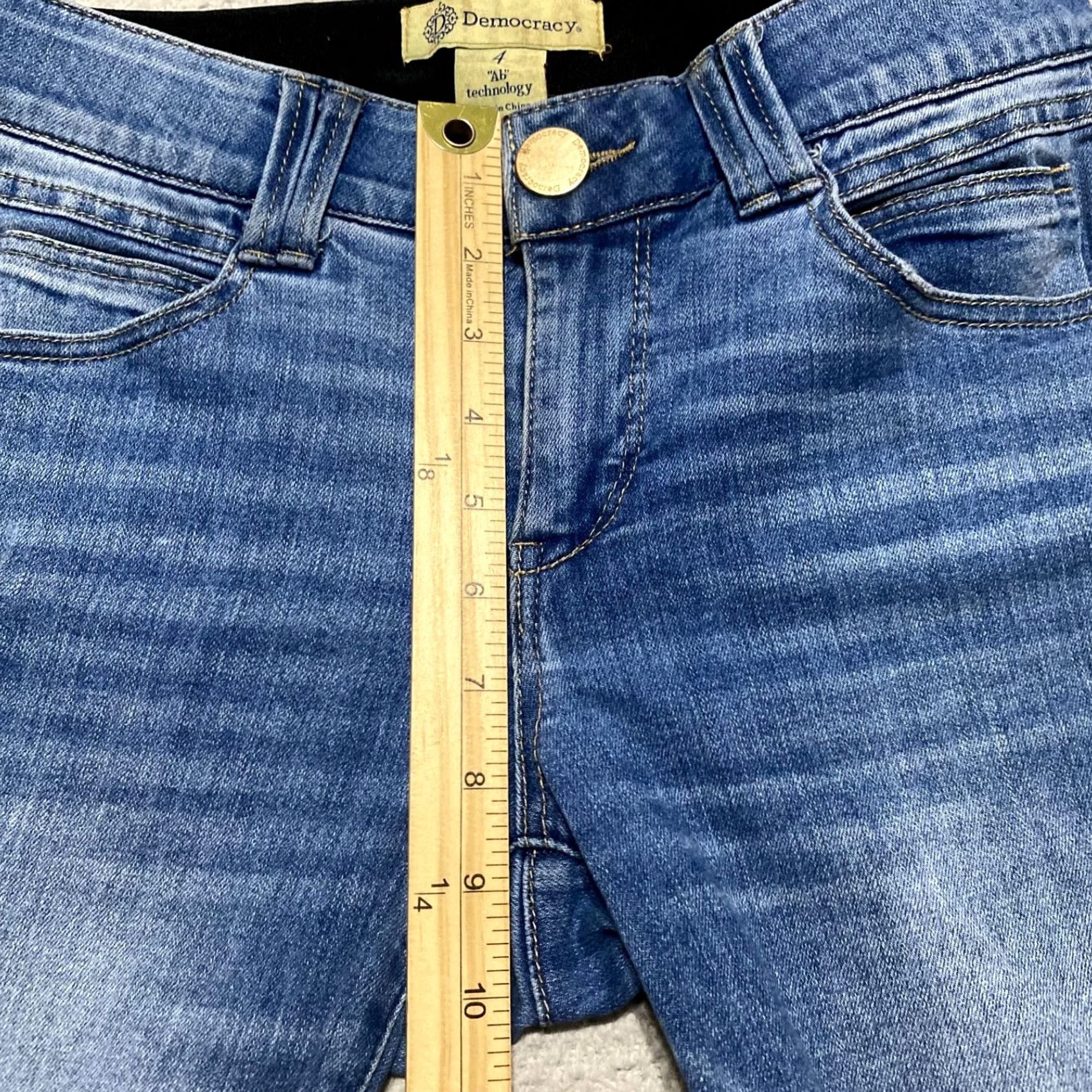 Vintage Democracy Jeans Blue Denim Medium Wash Skinny Mid Rise Womens Size 4 Slim Regular 5-Pocket Stretch Cotton Blend Size 27" / US 4 / IT 40 - 7 Thumbnail