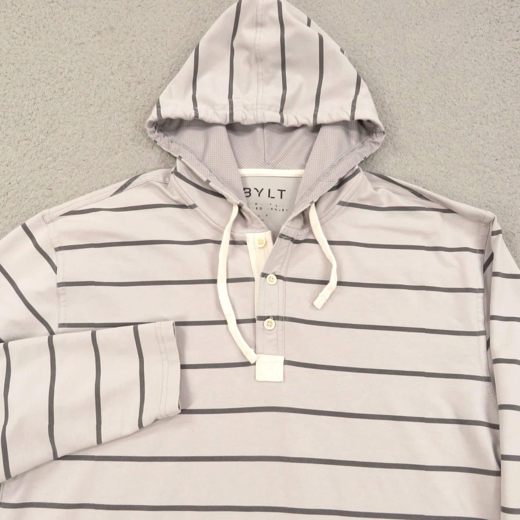 Vintage BYLT Drop Lux Henley Shirt Mens L Hooded Long Sleeve Hoodie Drop Curve Shirt Mens L Gray Henley Capable Bylt Size US L / EU 52-54 / 3 - 2 Thumbnail