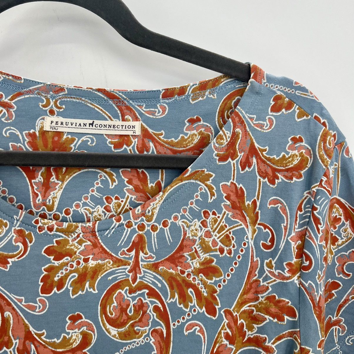 Other Peruvian Connection Pima Cotton Sleeve Floral Paisley Dress Size M / US 6-8 / IT 42-44 - 4 Thumbnail