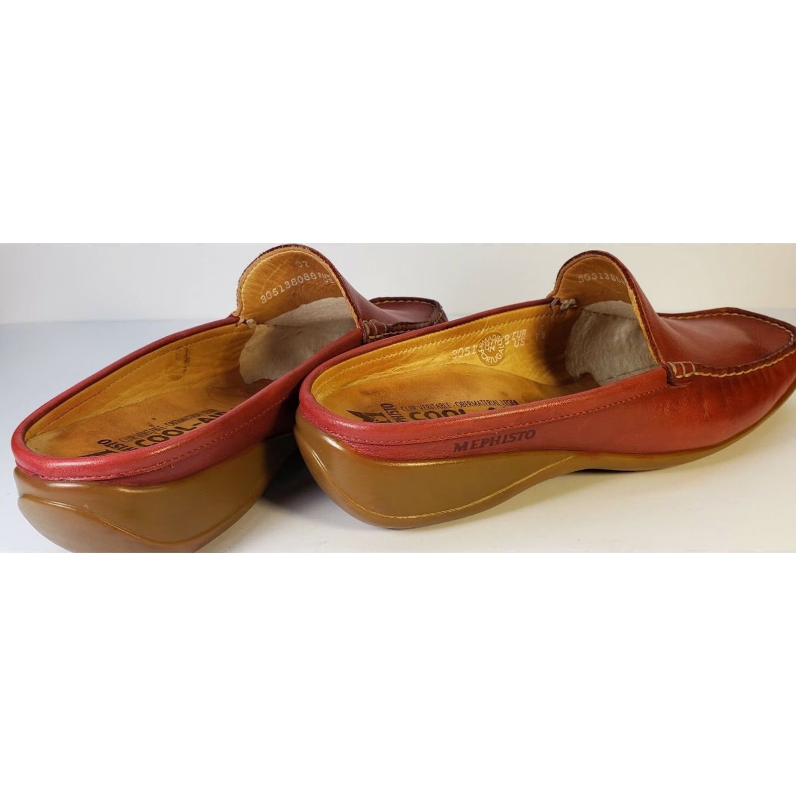 Mephisto Mephisto Slide Loafer Red Leather 7.5M US 7.5 EU 38 Footwear Womens Casual Air Cool Technology Moc Toe Block Heel Size US 8 / IT 38 - 6 Thumbnail