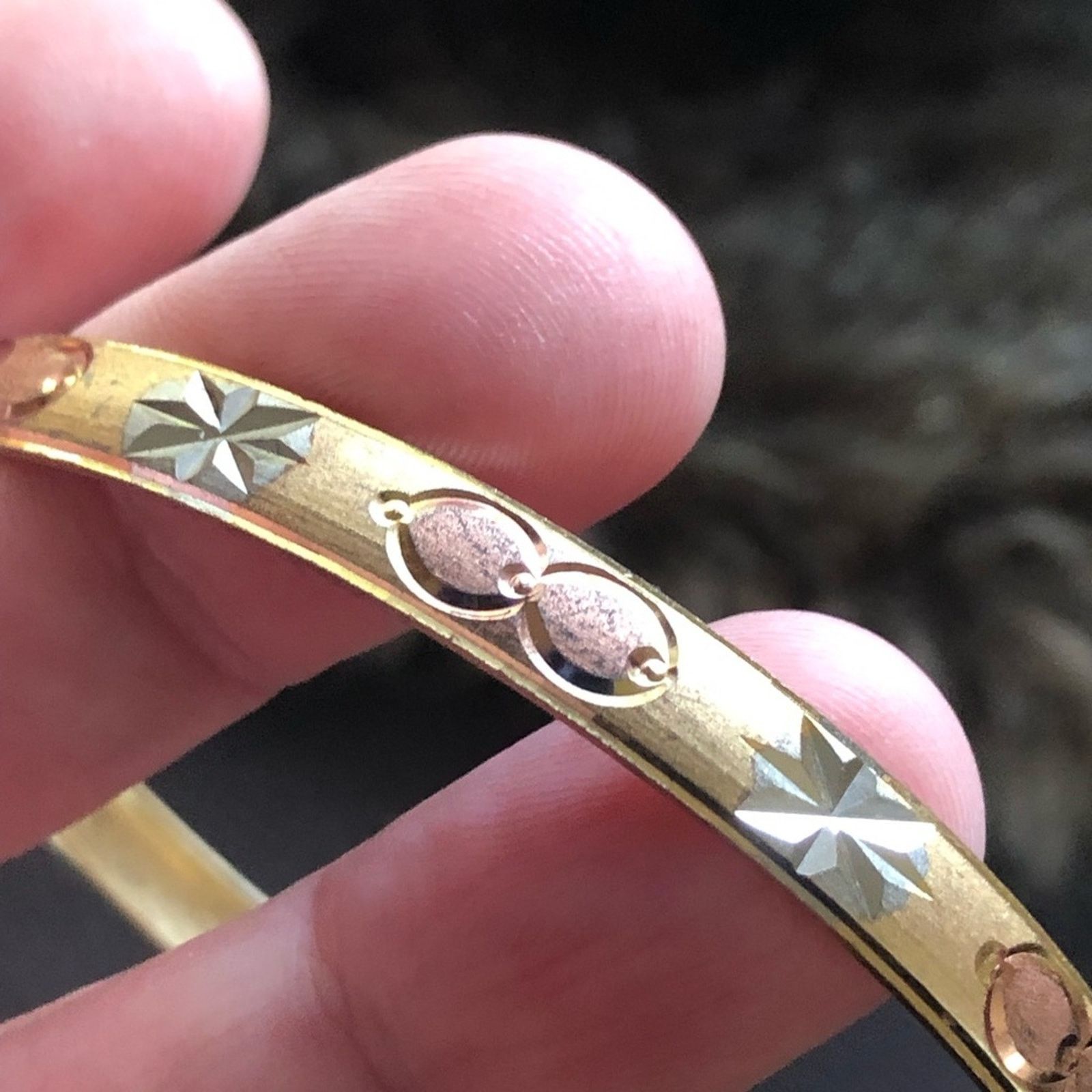 Jewelry Tri-tone 18kt vermeil diamond cut satin finish bangle Size ONE SIZE - 6 Thumbnail